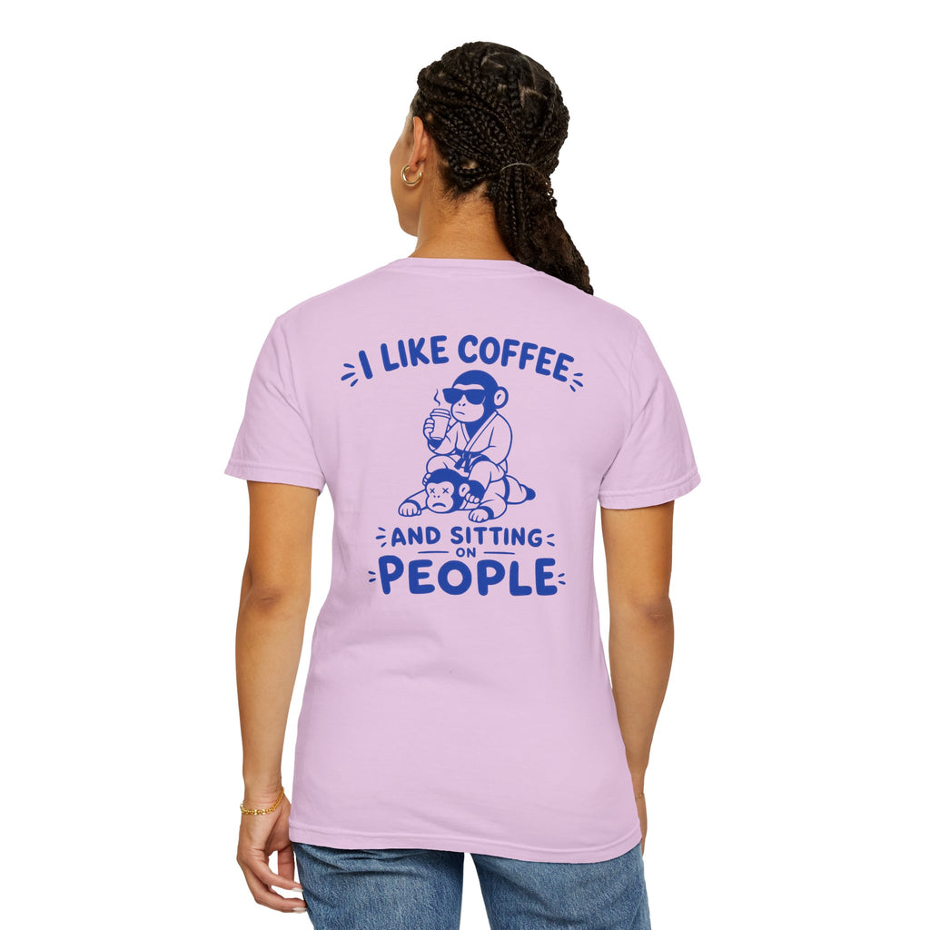 I Like Coffee and Sitting on People T-Shirt — Funny Monkey Graphic BJJ Tee