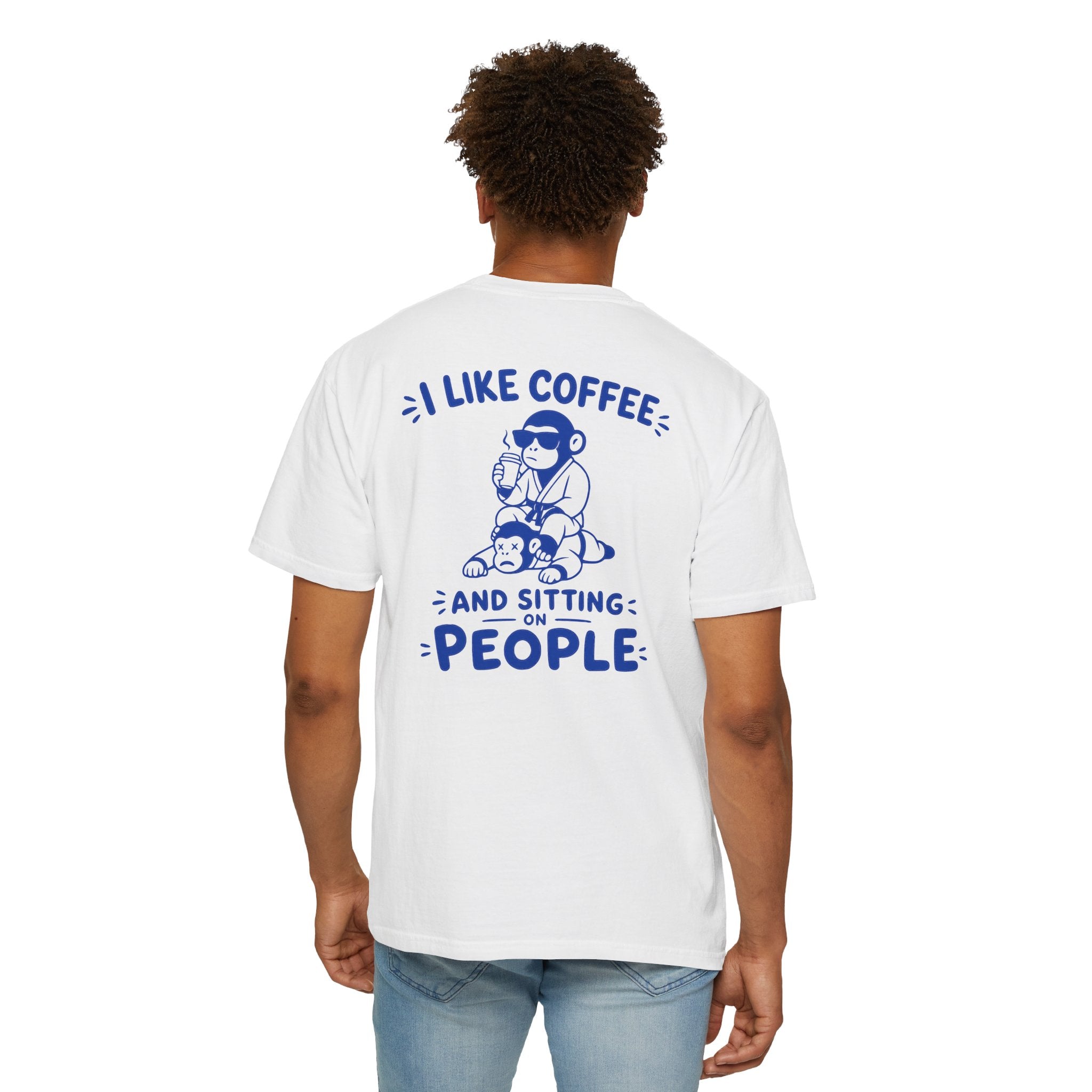I Like Coffee and Sitting on People T-Shirt — Funny Monkey Graphic BJJ Tee