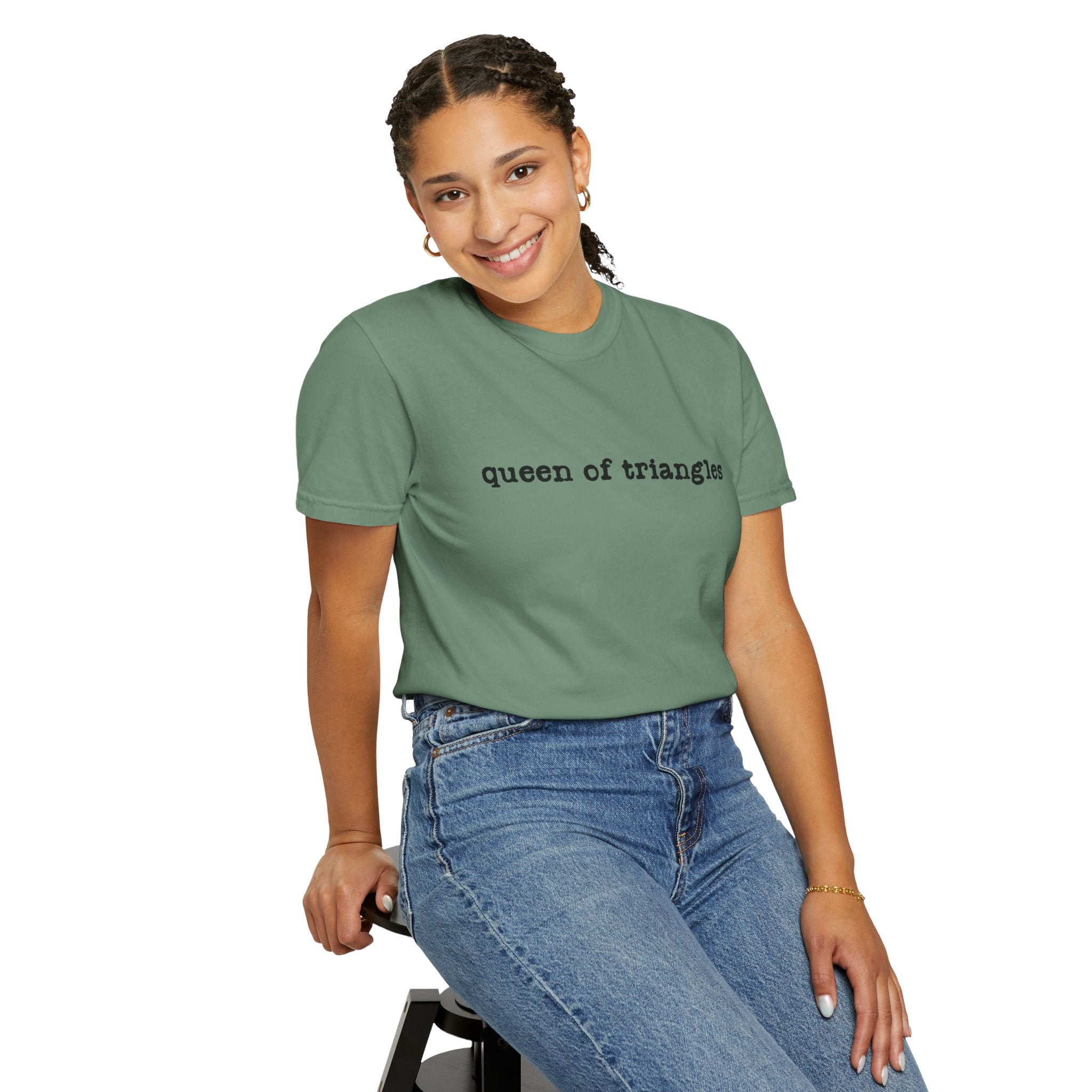 Queen of Triangles T-Shirt — Minimal Text Graphic Tee