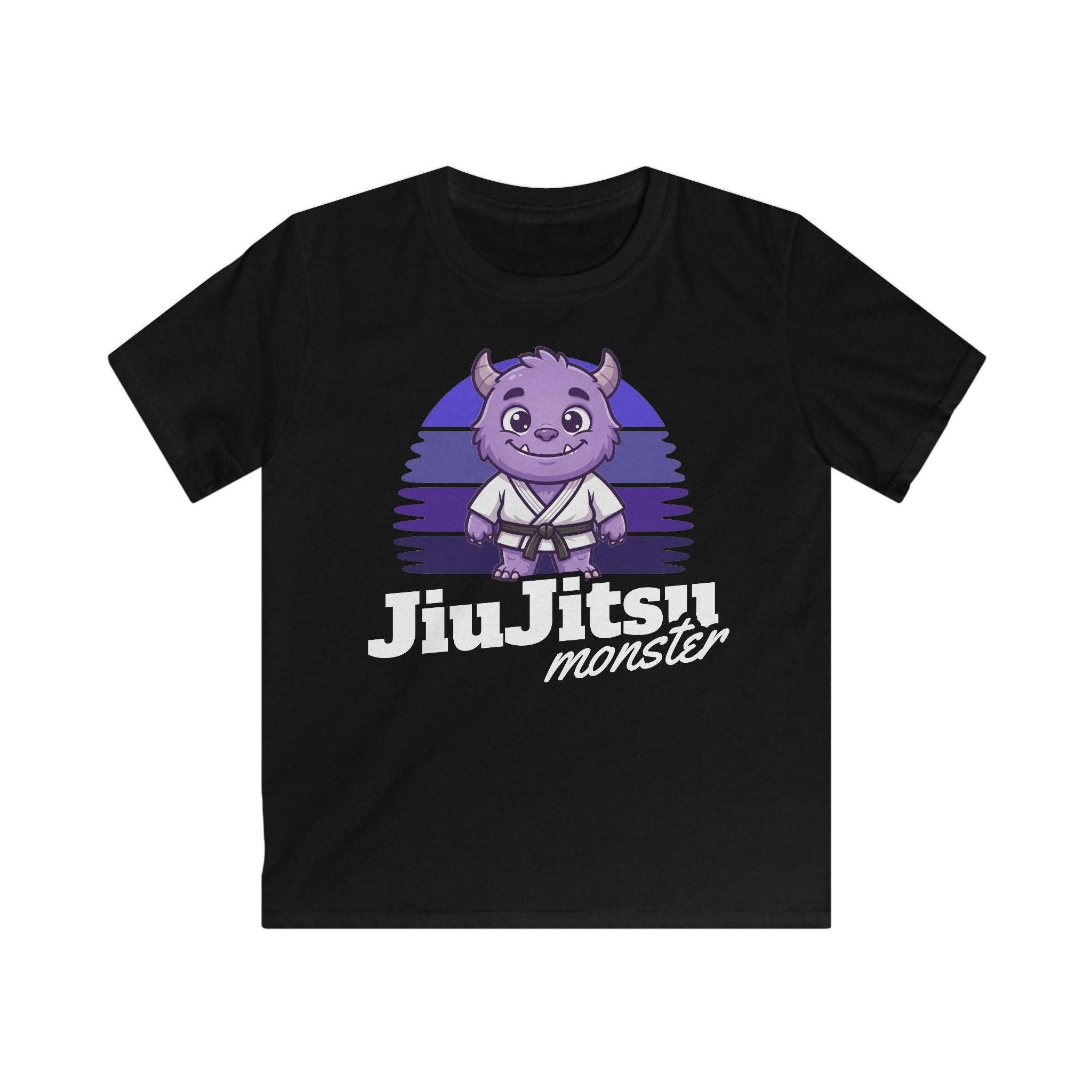 Kids Jiu Jitsu Monster T‑Shirt — Cute Purple Martial Arts Tee for Boys & Girls