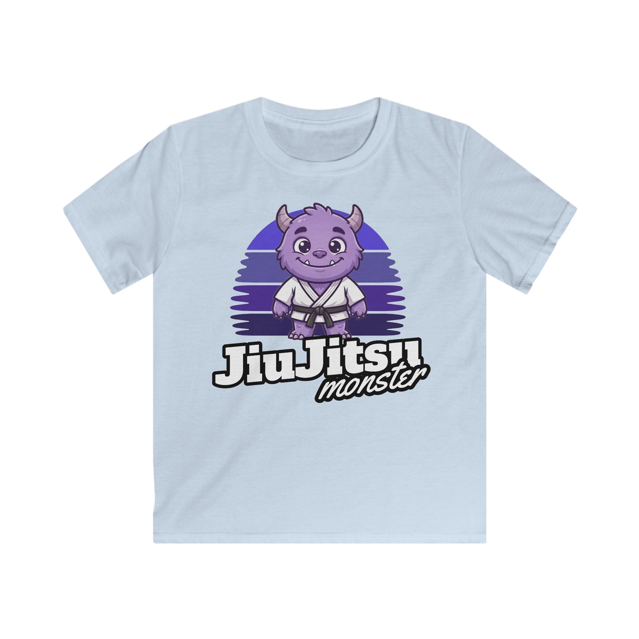 Kids Jiu Jitsu Monster T‑Shirt — Cute Purple Martial Arts Tee for Boys & Girls