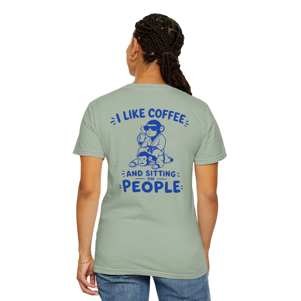 I Like Coffee and Sitting on People T-Shirt — Funny Monkey Graphic BJJ Tee