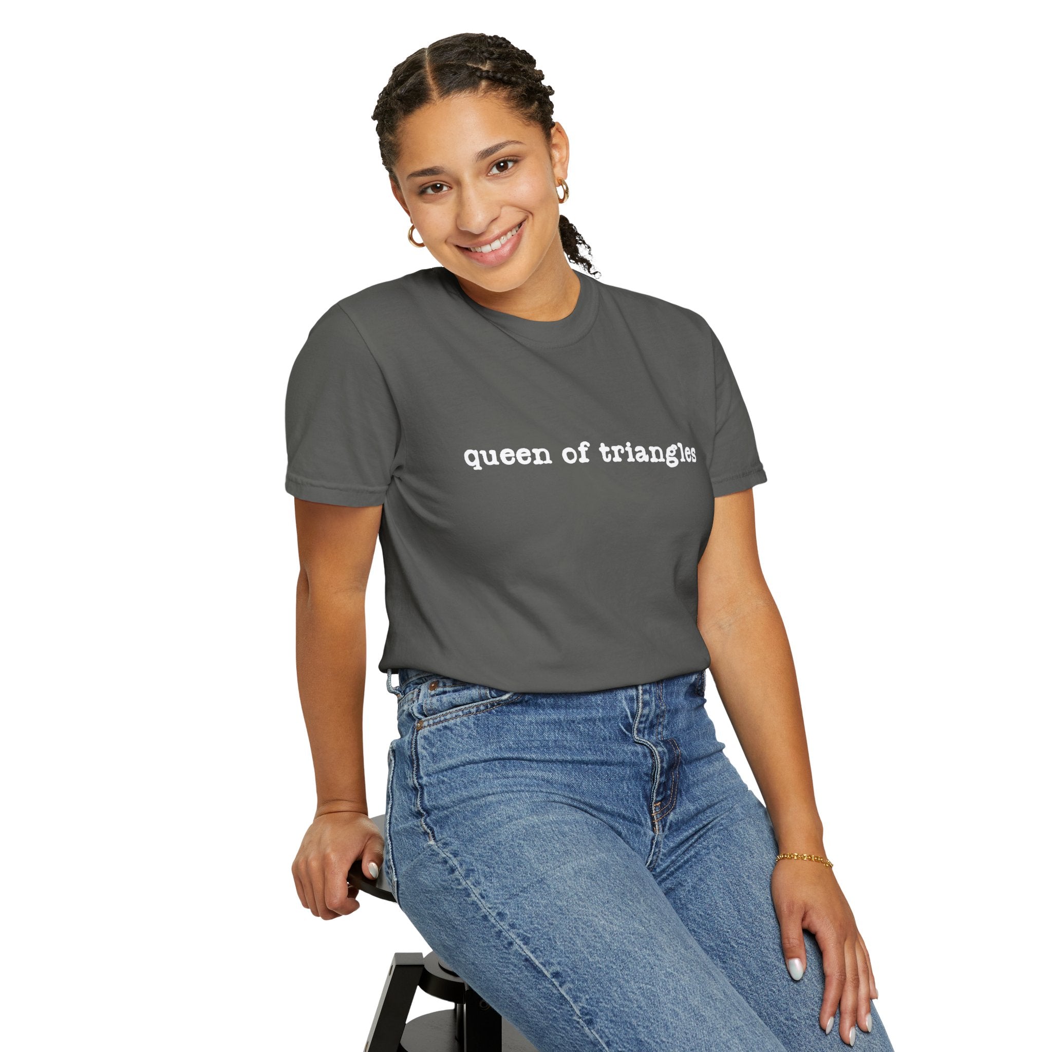 Queen of Triangles T-Shirt — Minimal Text Graphic Tee