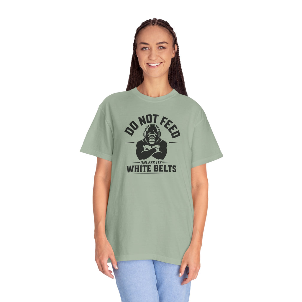 Do not feed unless its white belts - gorilla graphic tee