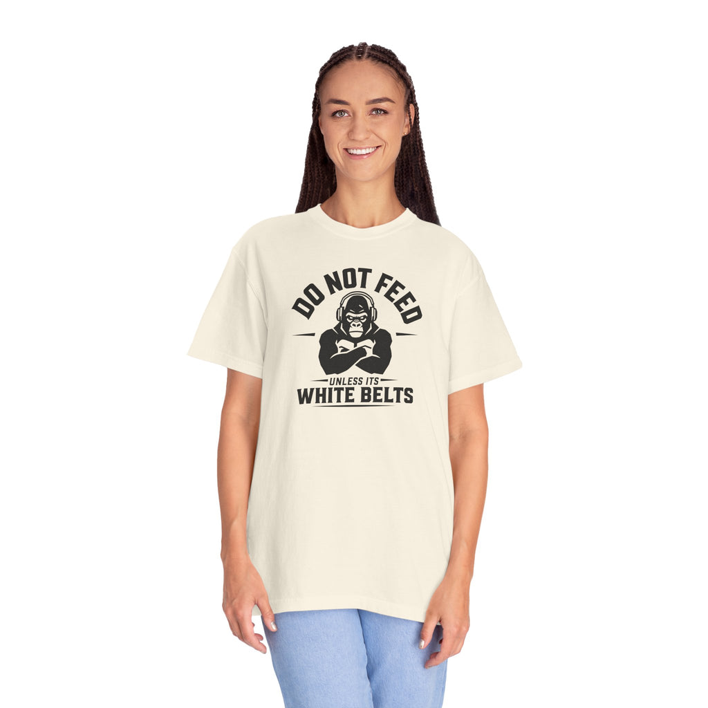 Do not feed unless its white belts - gorilla graphic tee