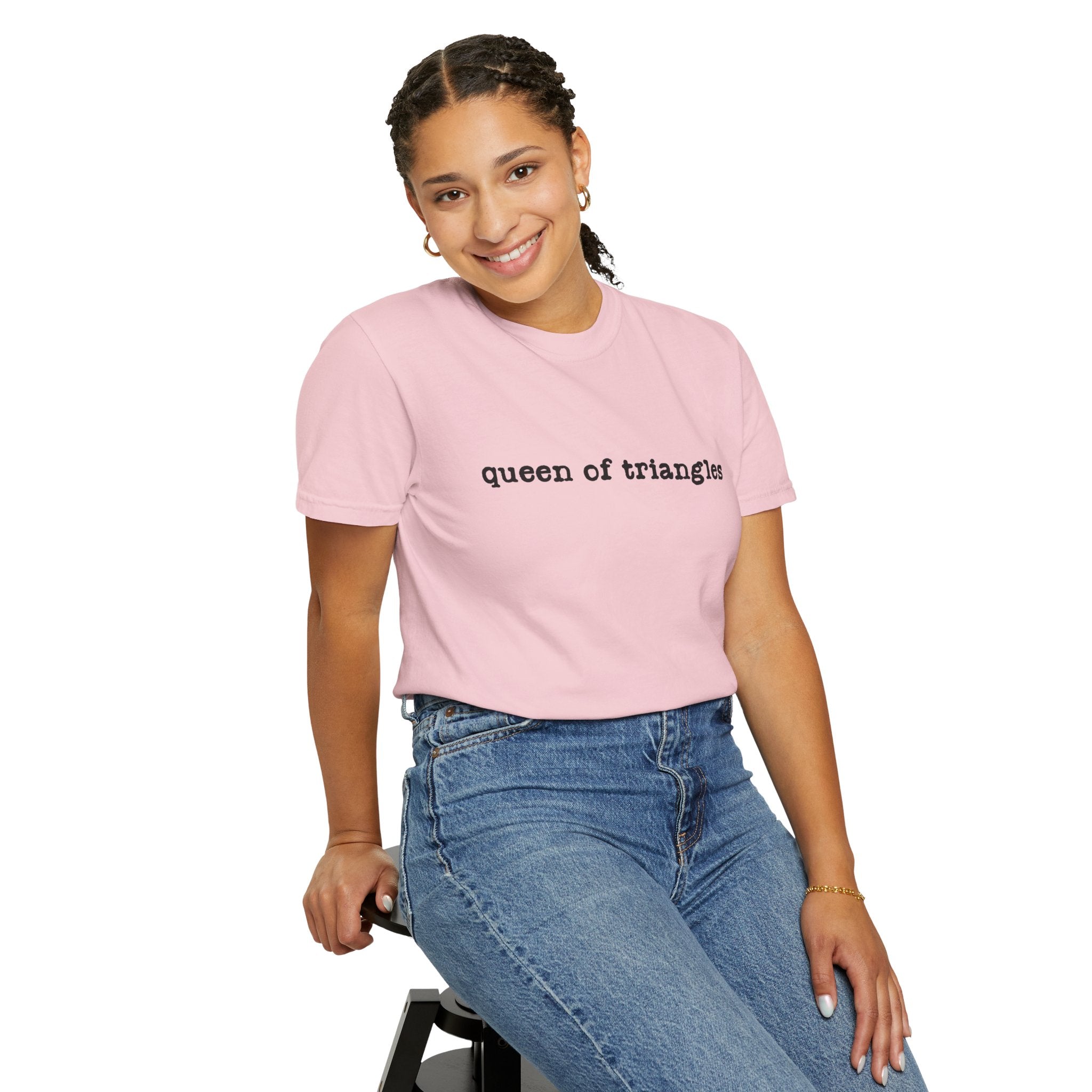 Queen of Triangles T-Shirt — Minimal Text Graphic Tee