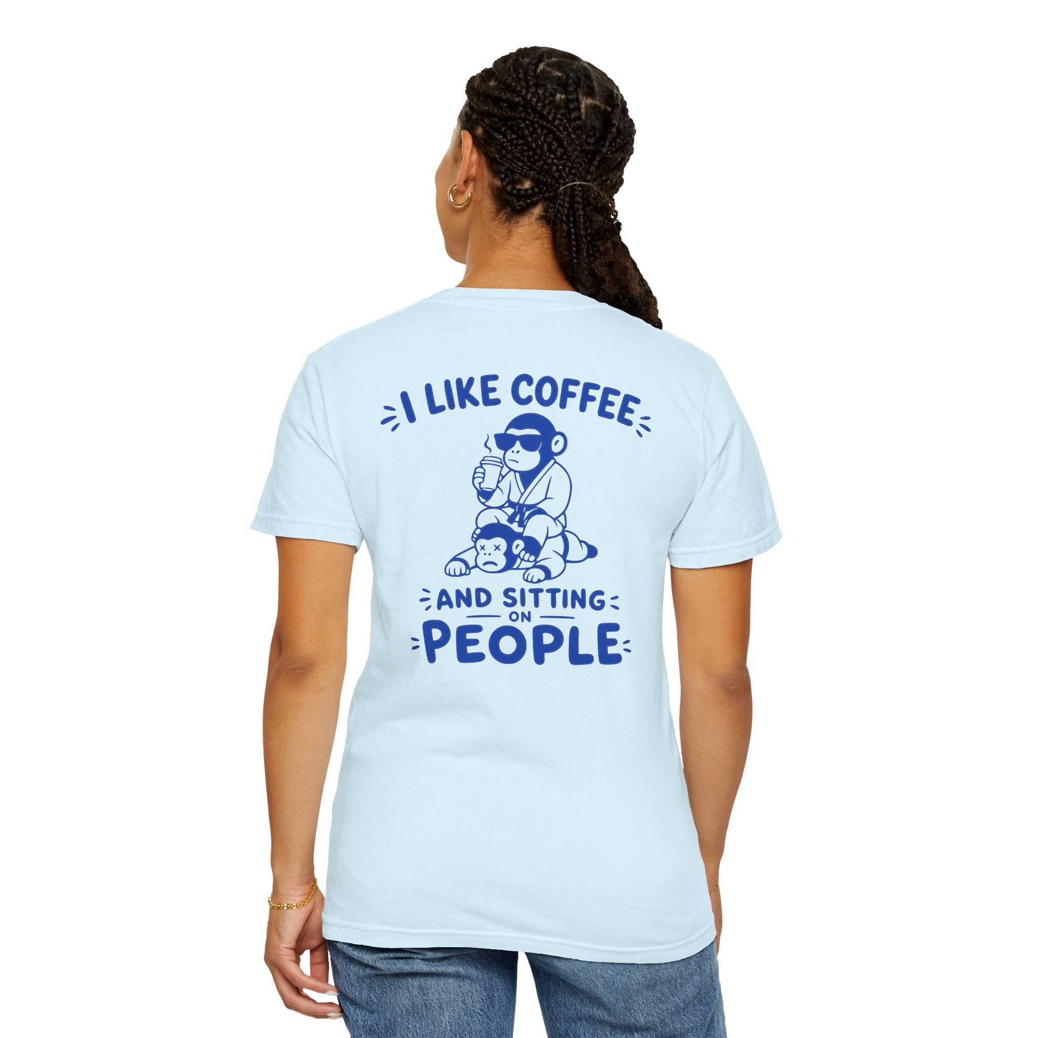 I Like Coffee and Sitting on People T-Shirt — Funny Monkey Graphic BJJ Tee