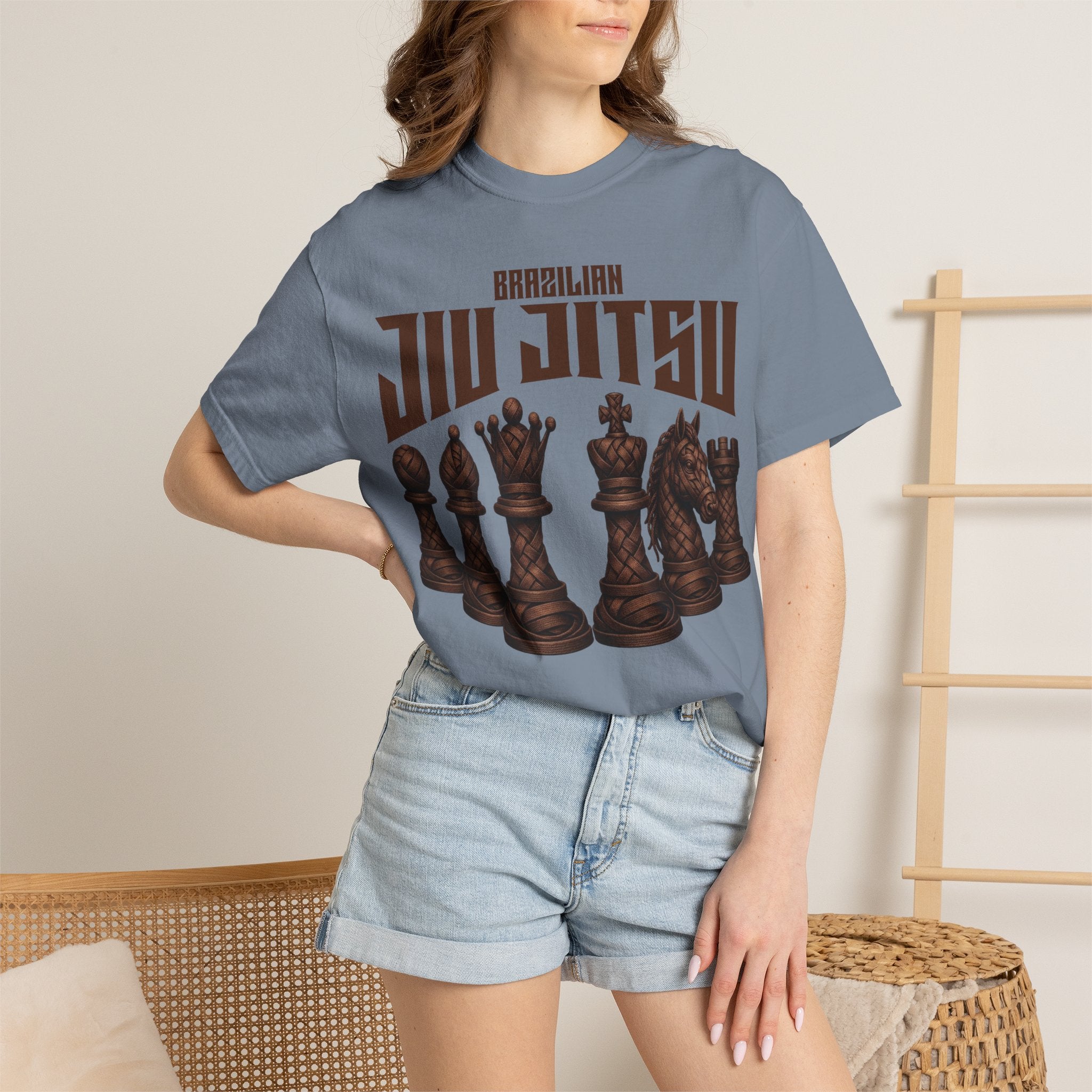Brazilian Jiu-Jitsu Chess Pieces T-Shirt - brown