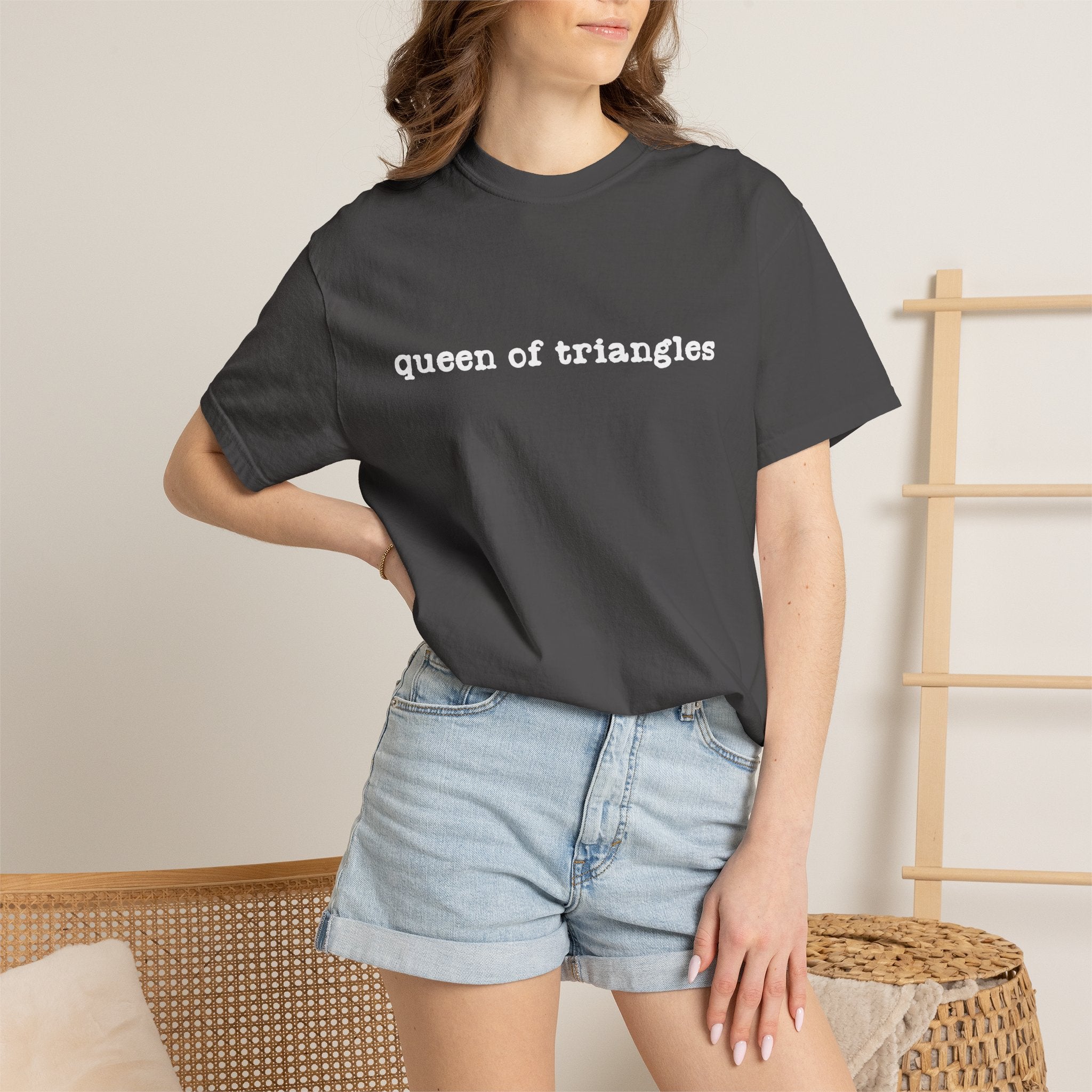 Queen of Triangles T-Shirt — Minimal Text Graphic Tee