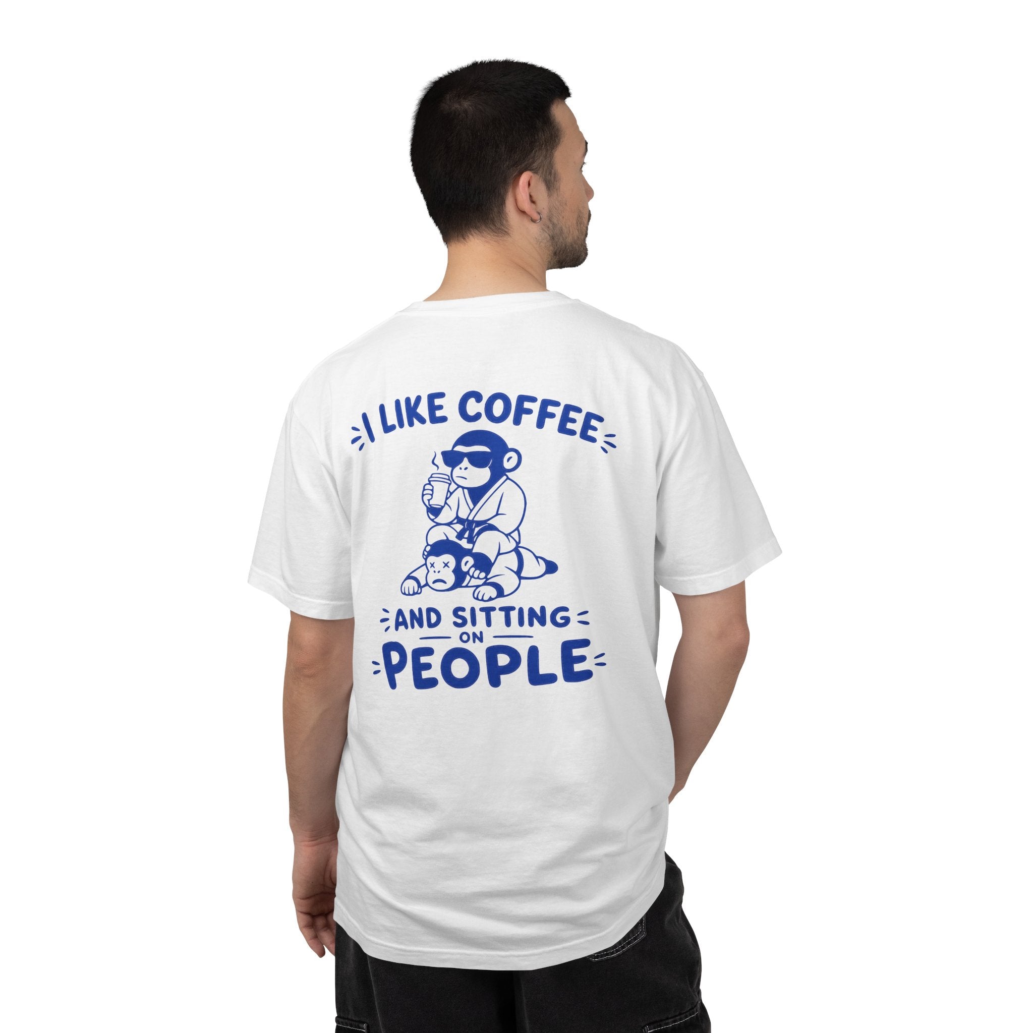 I Like Coffee and Sitting on People T-Shirt — Funny Monkey Graphic BJJ Tee