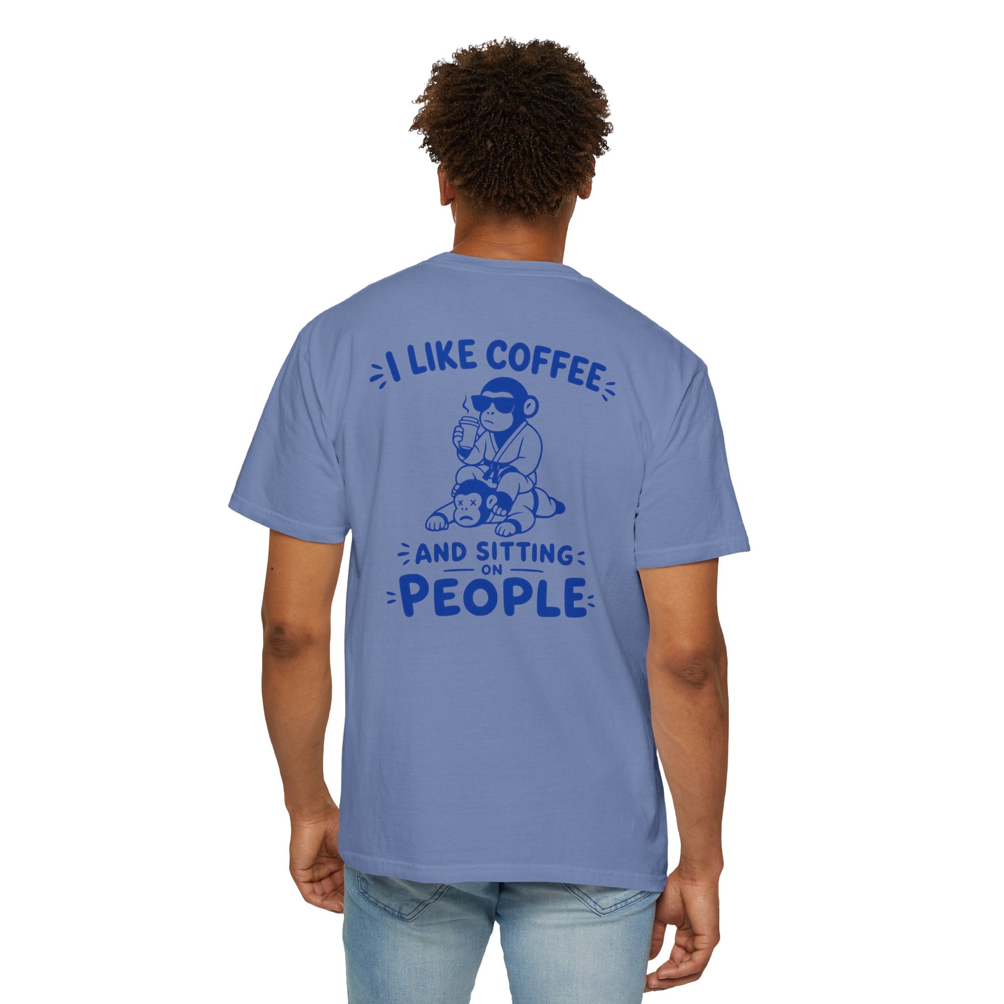 I Like Coffee and Sitting on People T-Shirt — Funny Monkey Graphic BJJ Tee