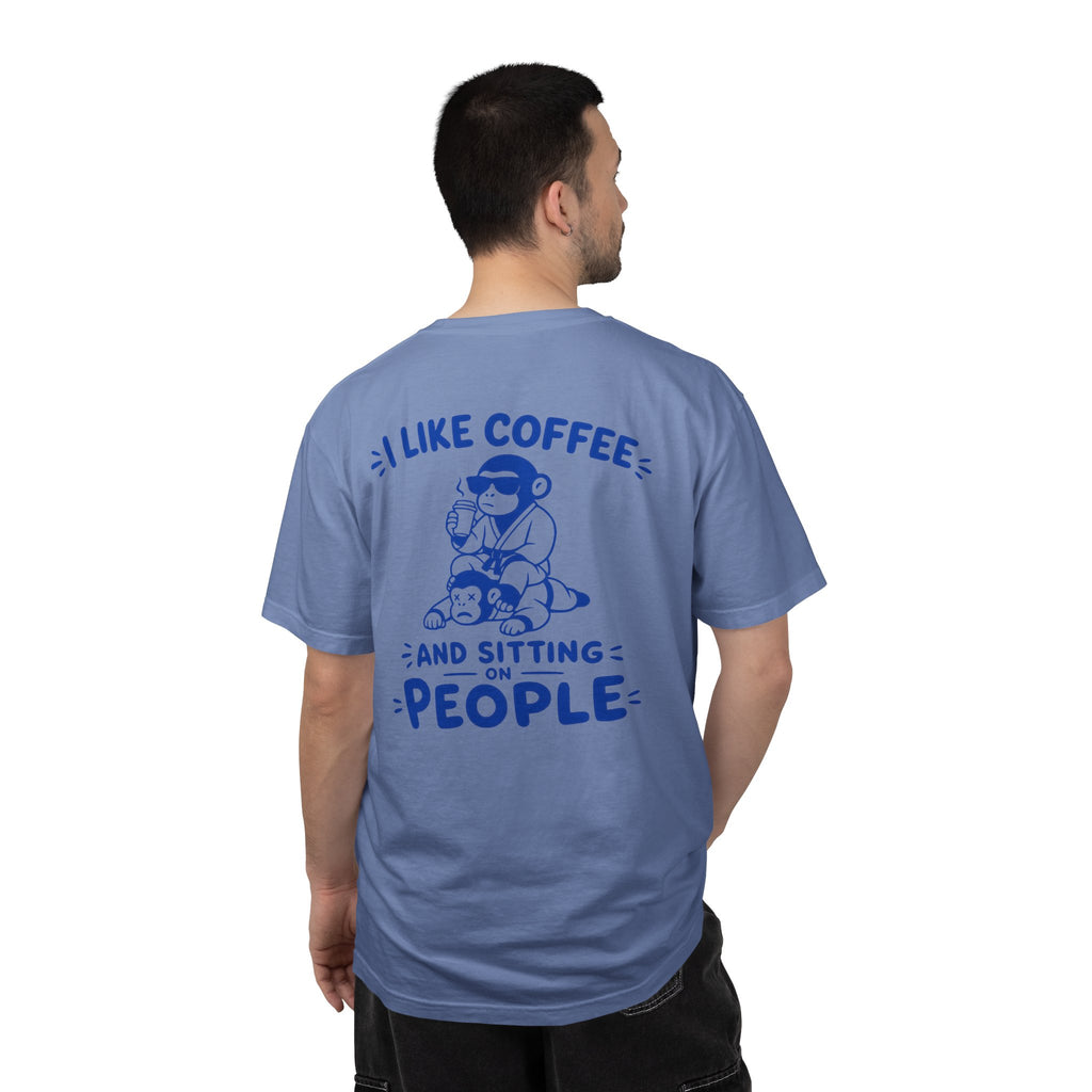 I Like Coffee and Sitting on People T-Shirt — Funny Monkey Graphic BJJ Tee