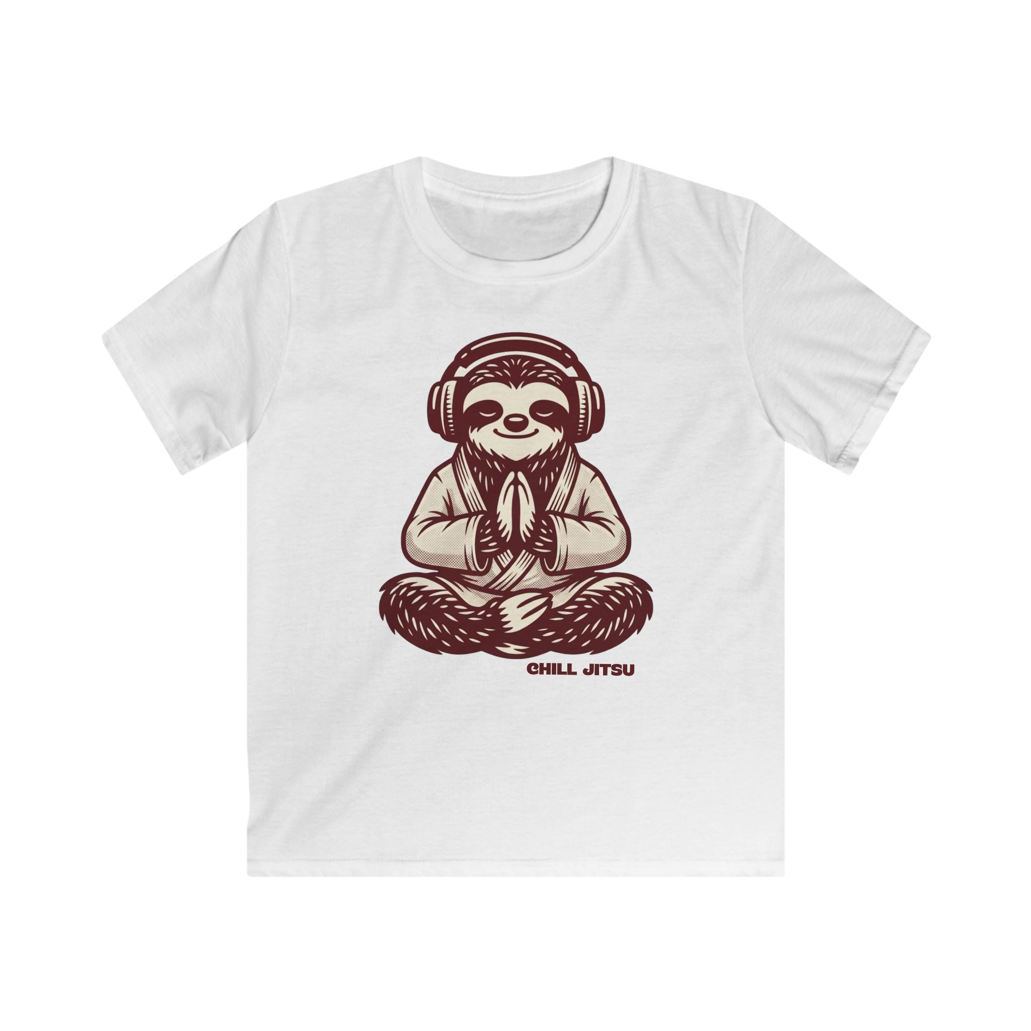 Meditating Sloth with Headphones Kids Tee | Chill-Jitsu