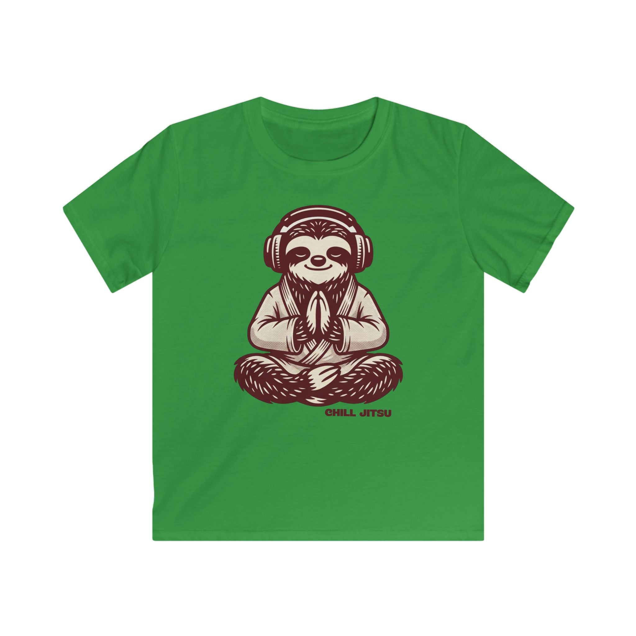 Meditating Sloth with Headphones Kids Tee | Chill-Jitsu