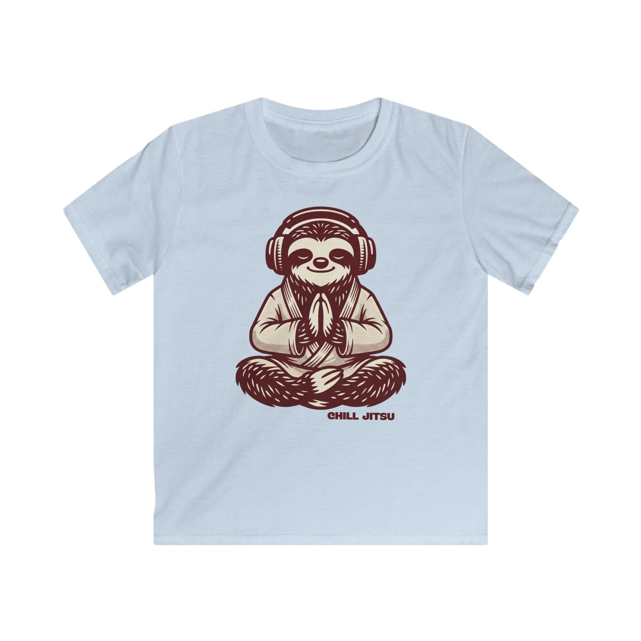 Meditating Sloth with Headphones Kids Tee | Chill-Jitsu