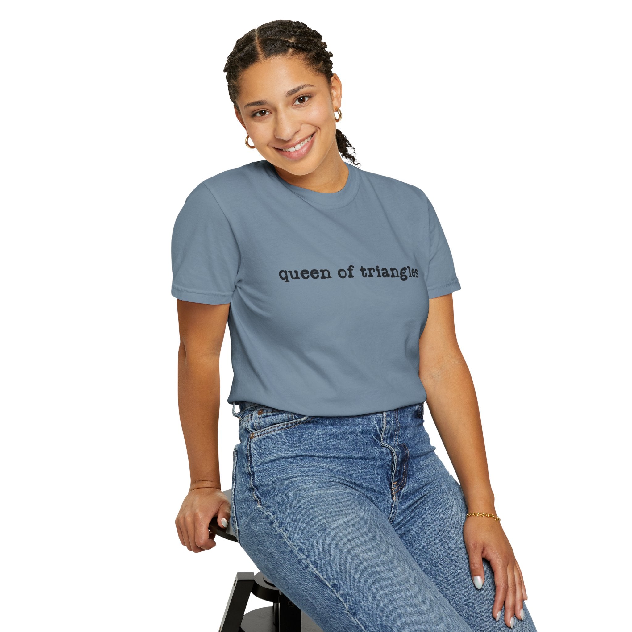 Queen of Triangles T-Shirt — Minimal Text Graphic Tee