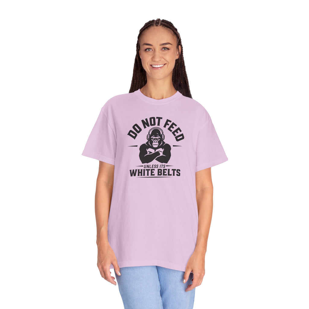 Do not feed unless its white belts - gorilla graphic tee