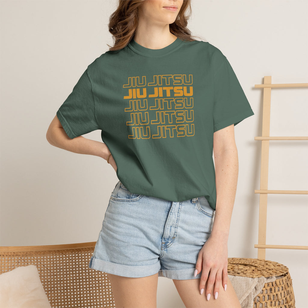Retro orange Jiu Jitsu word stack T-Shirt