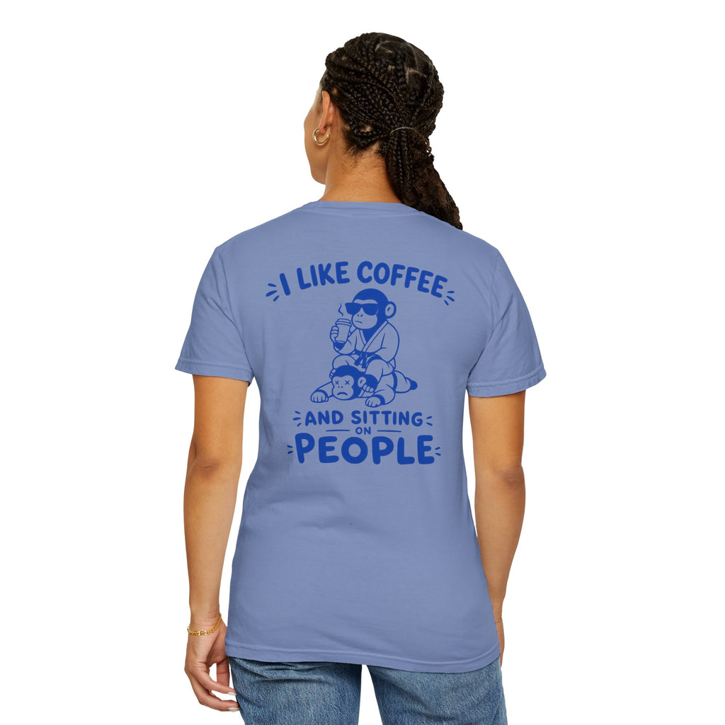 I Like Coffee and Sitting on People T-Shirt — Funny Monkey Graphic BJJ Tee