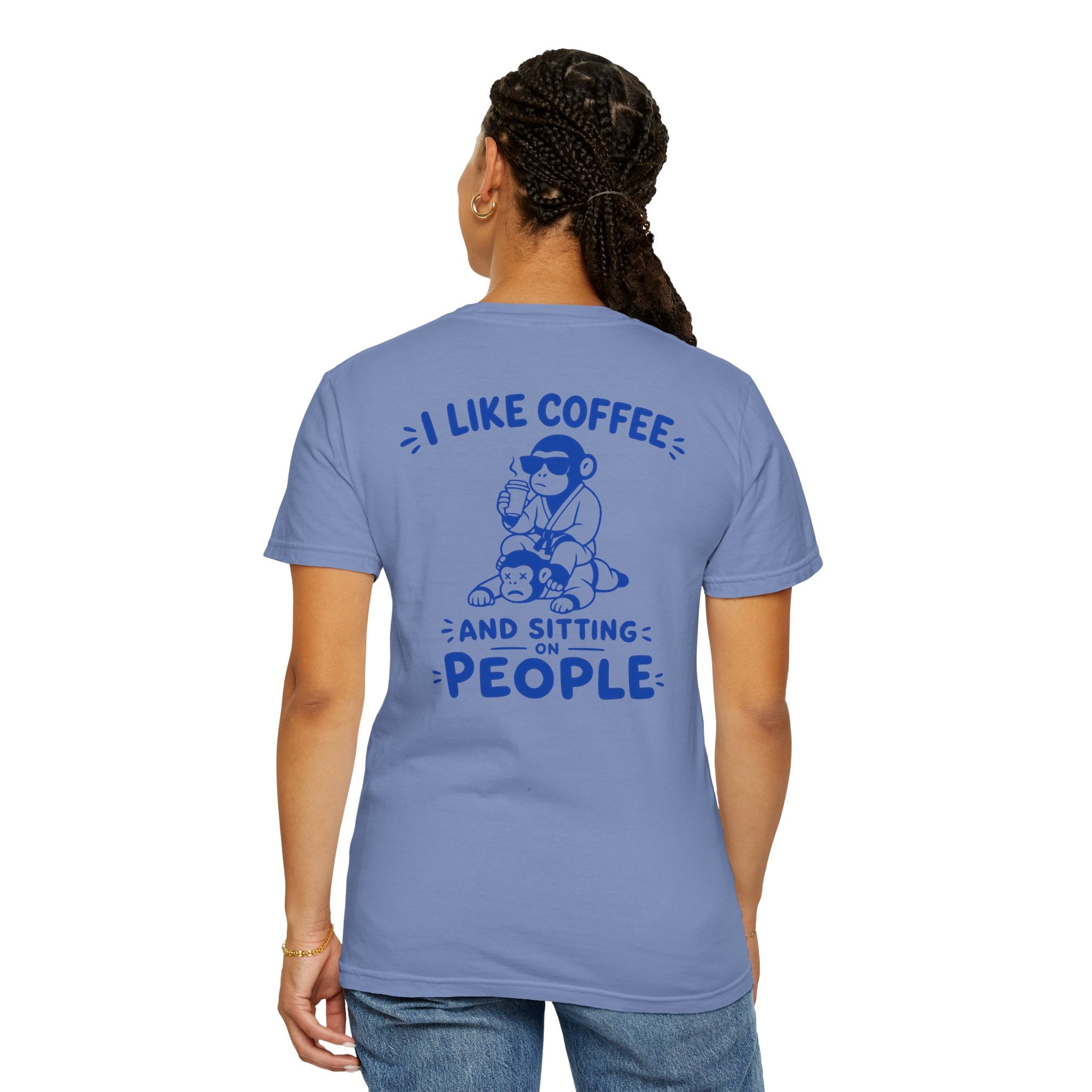 I Like Coffee and Sitting on People T-Shirt — Funny Monkey Graphic BJJ Tee
