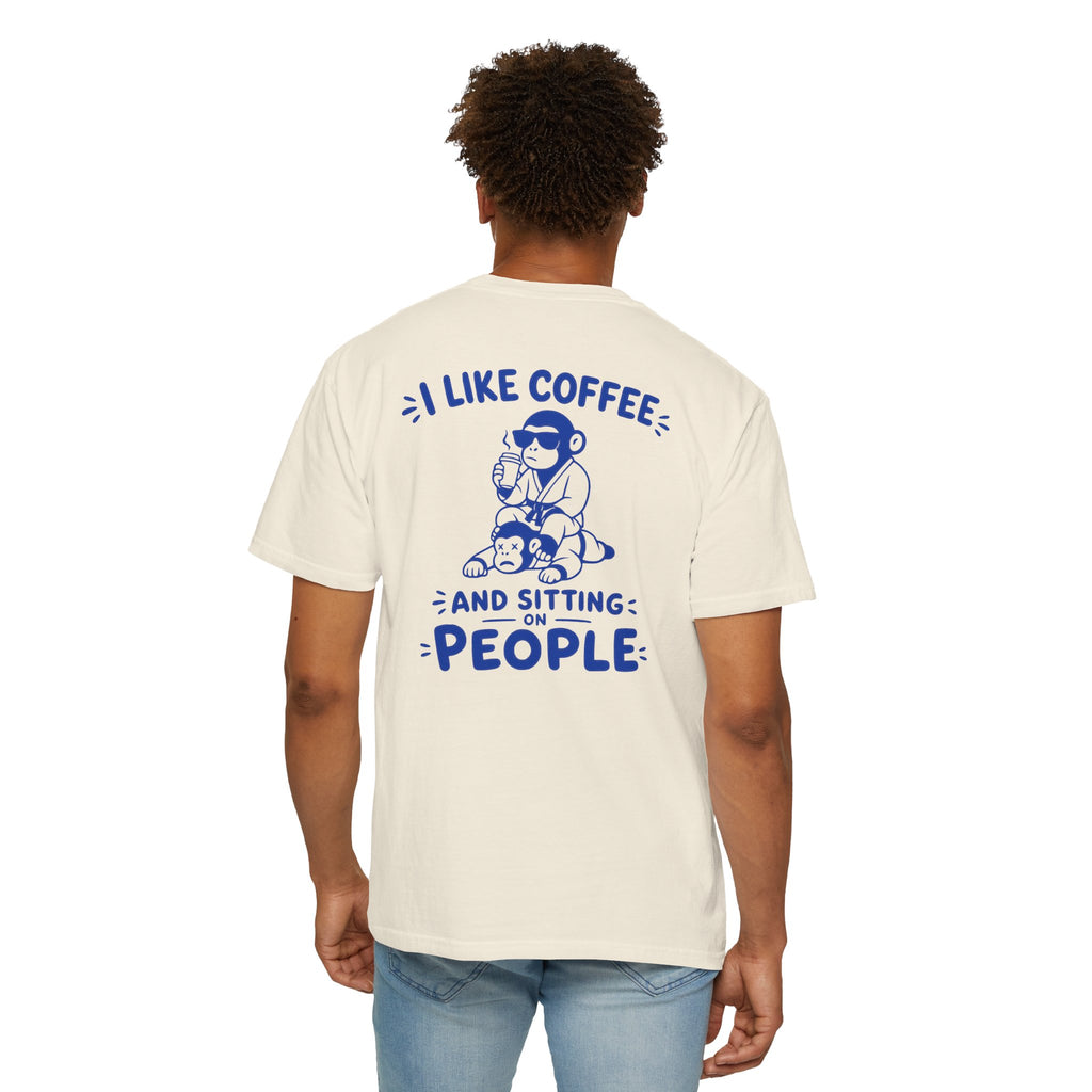 I Like Coffee and Sitting on People T-Shirt — Funny Monkey Graphic BJJ Tee