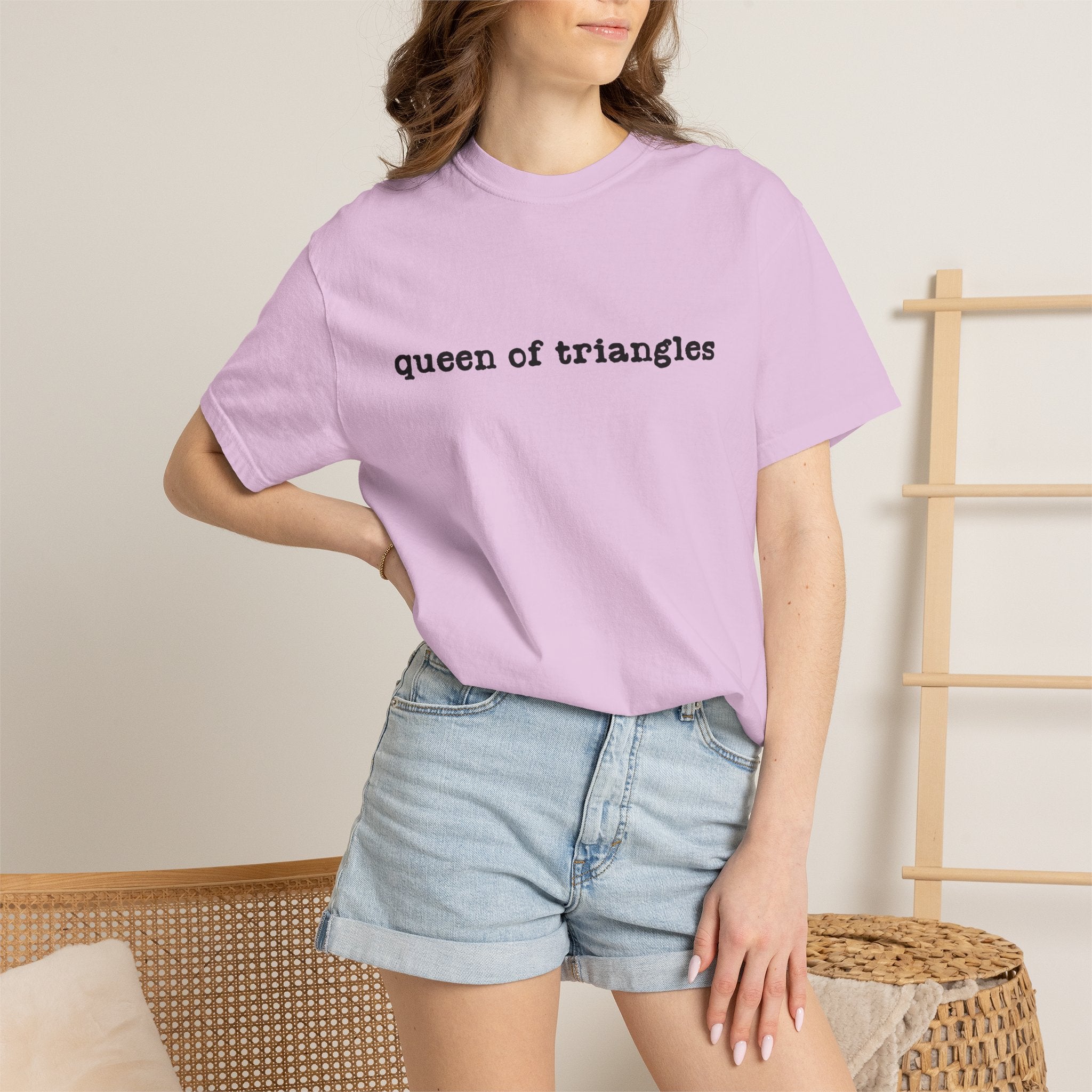 Queen of Triangles T-Shirt — Minimal Text Graphic Tee