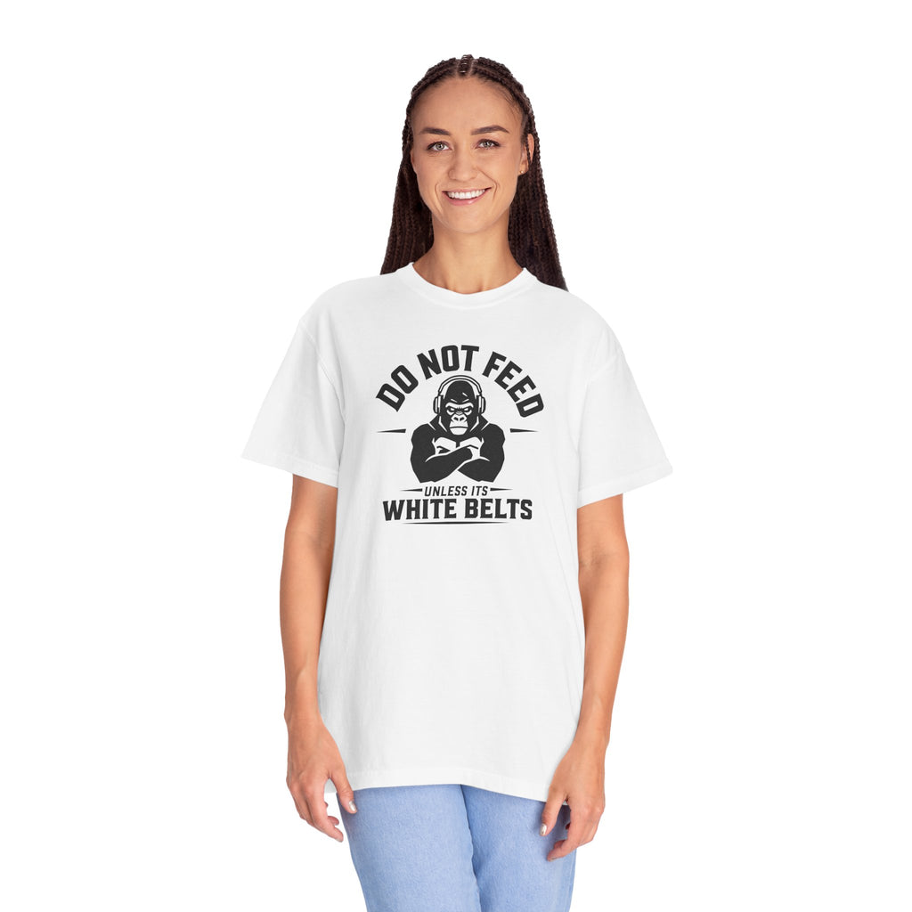 Do not feed unless its white belts - gorilla graphic tee