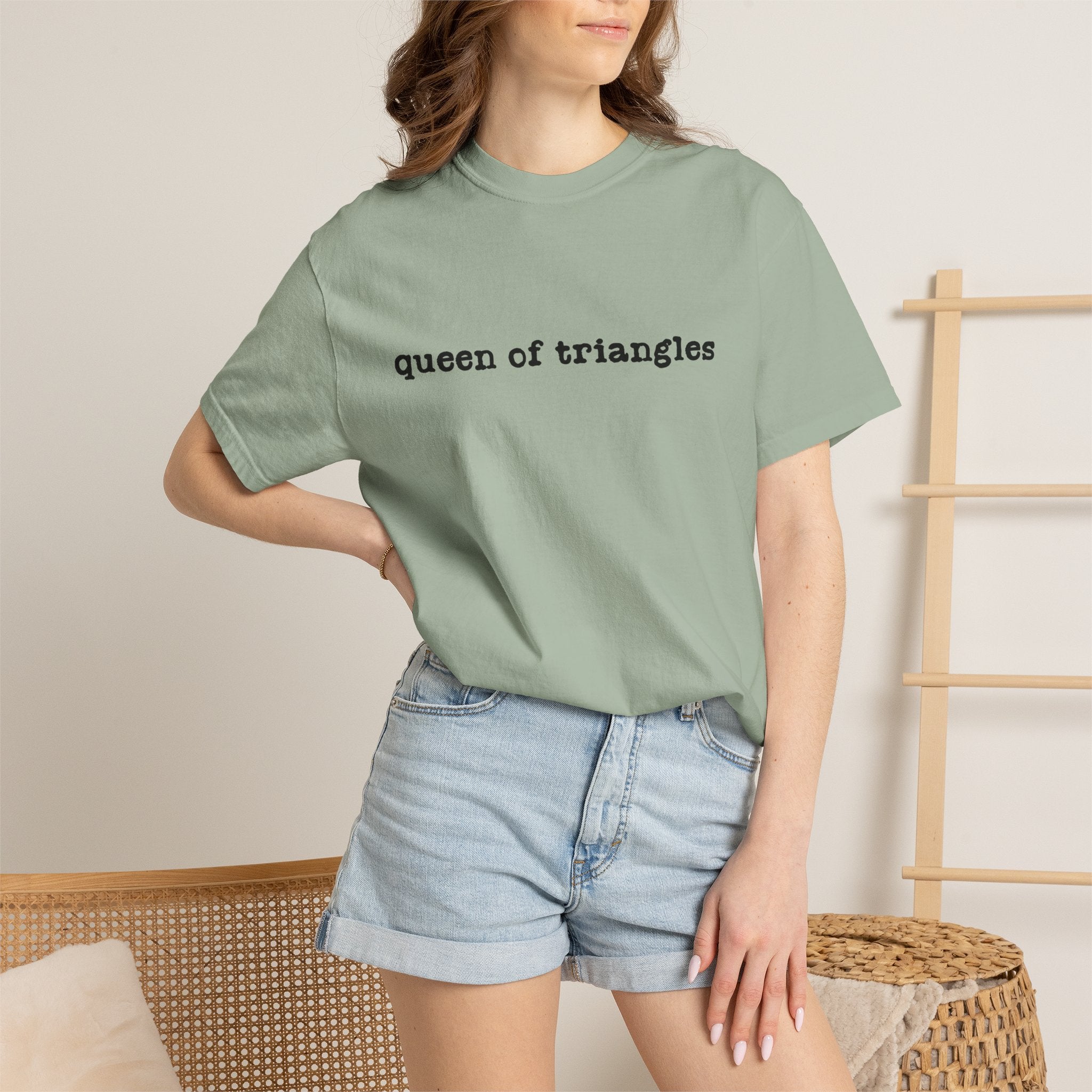 Queen of Triangles T-Shirt — Minimal Text Graphic Tee