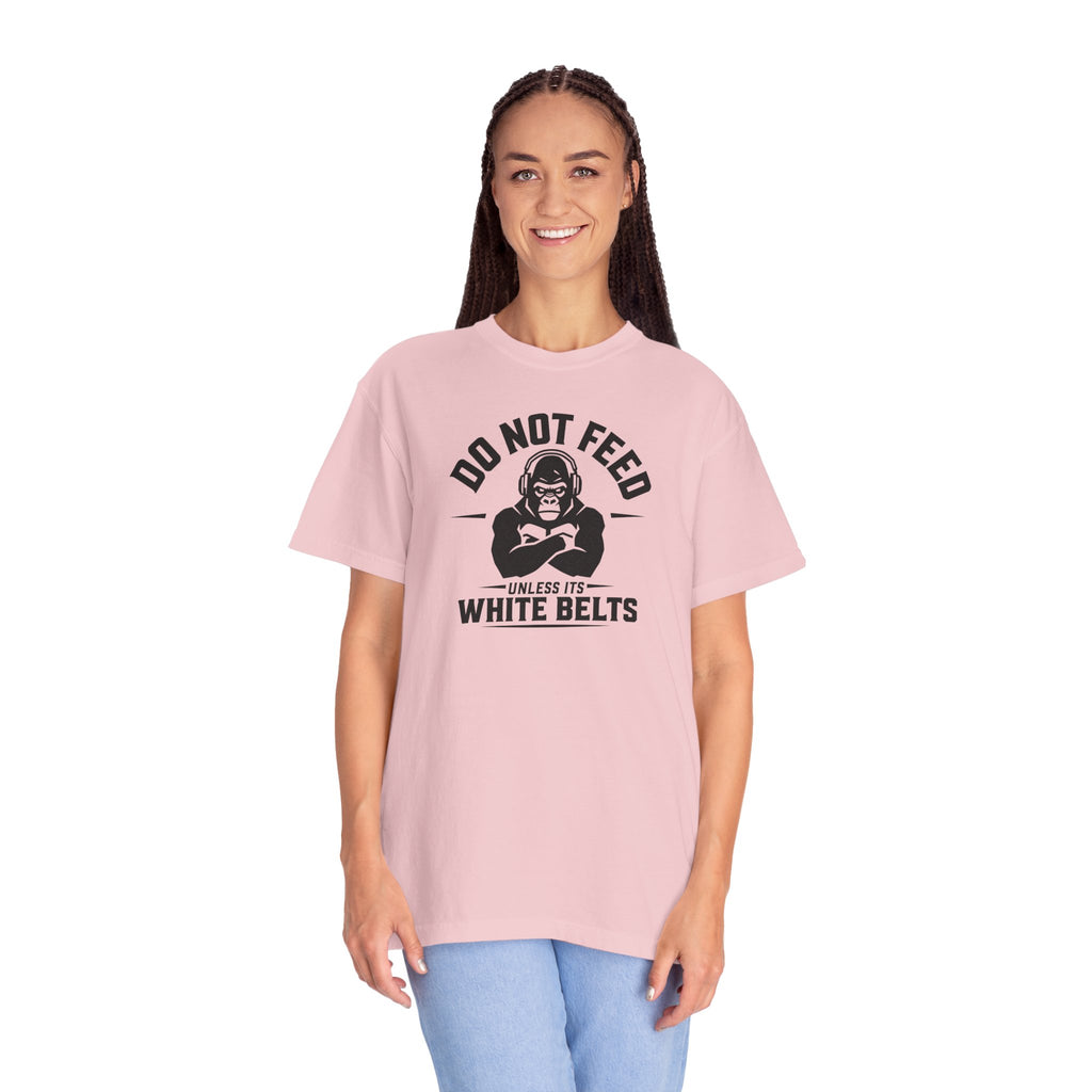 Do not feed unless its white belts - gorilla graphic tee