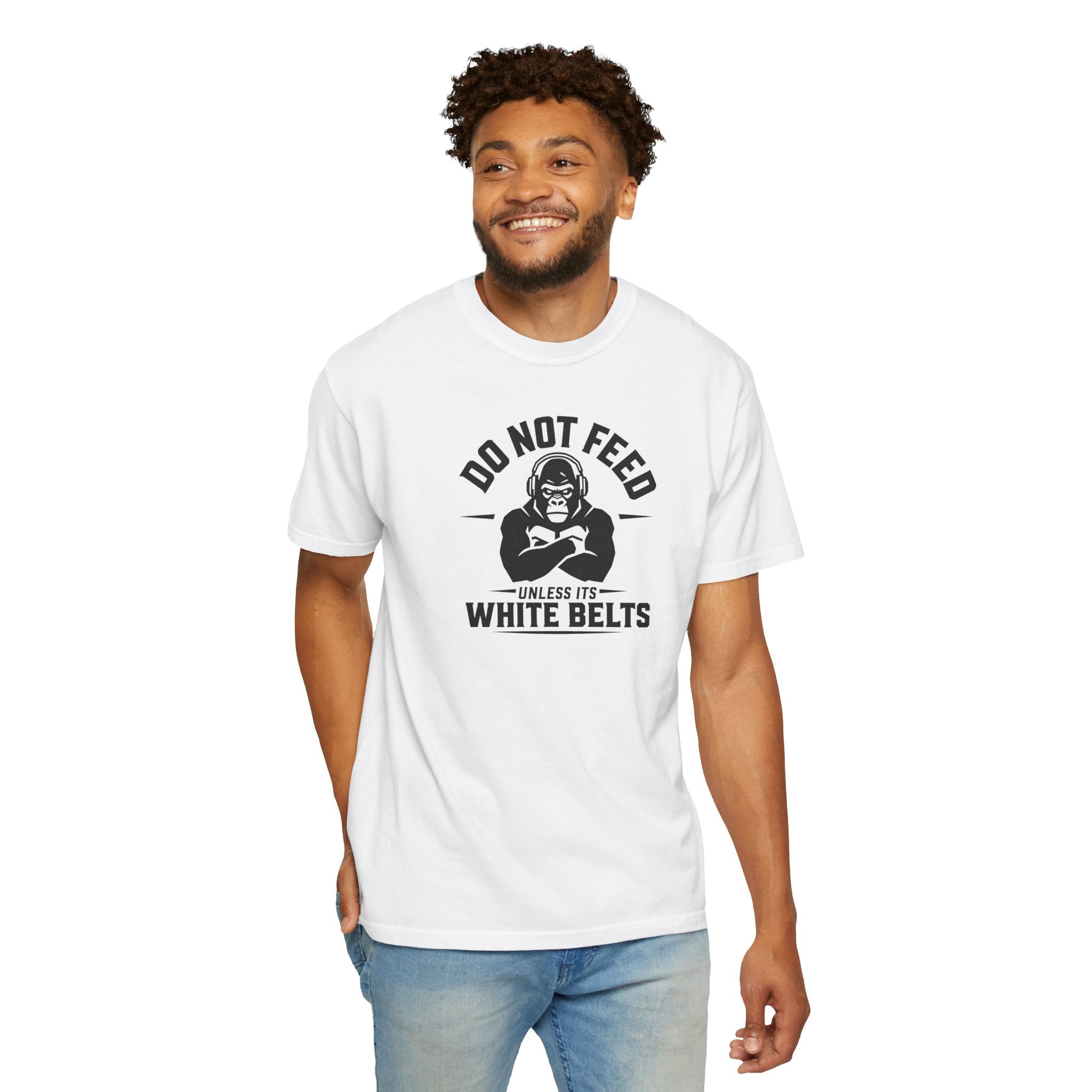 Do not feed unless its white belts - gorilla graphic tee