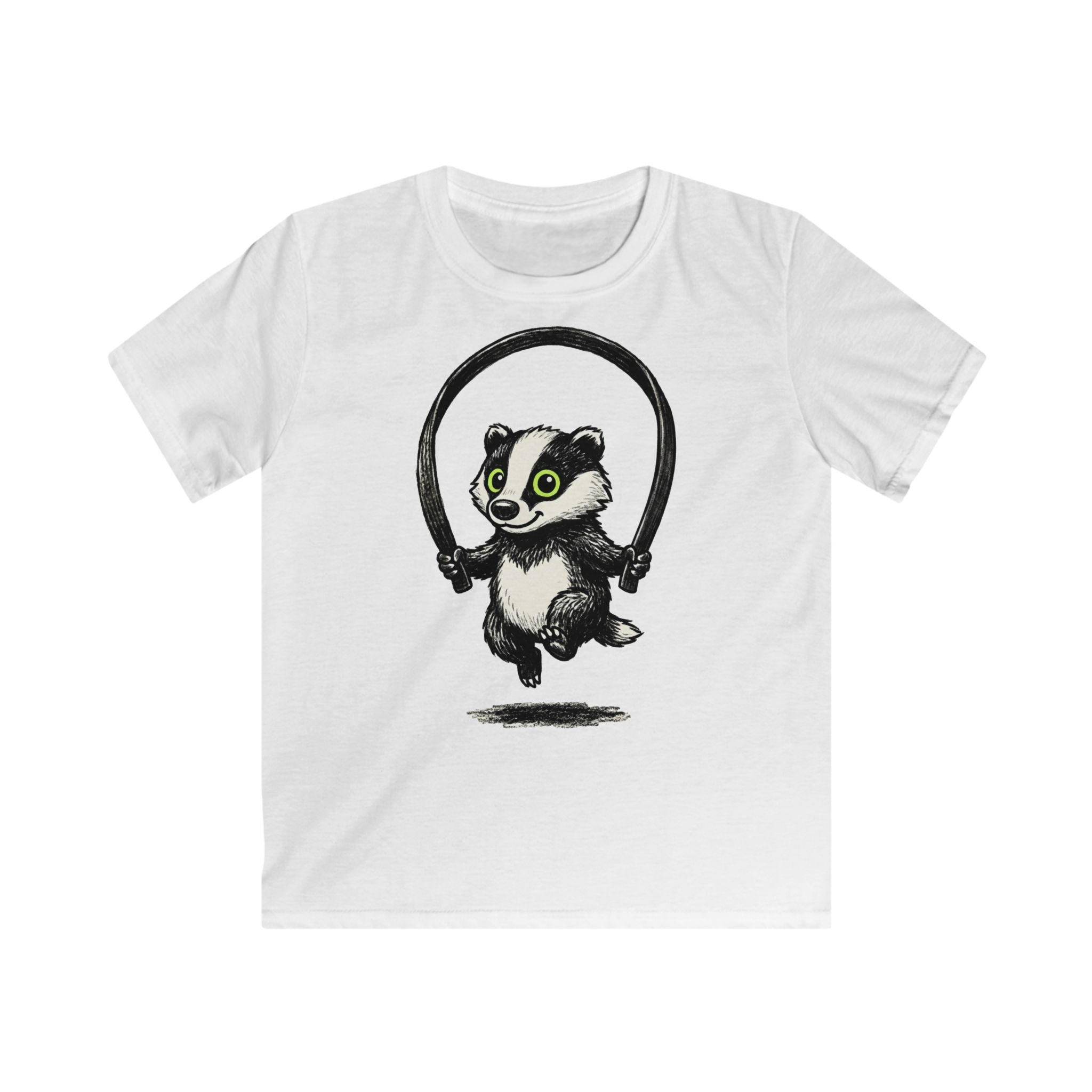 Playful Badger Jumping BJJ Belt Rope Graphic - Kids Tee
