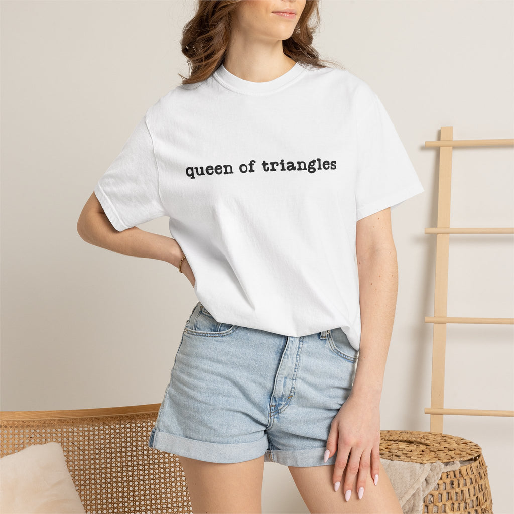 Queen of Triangles T-Shirt — Minimal Text Graphic Tee