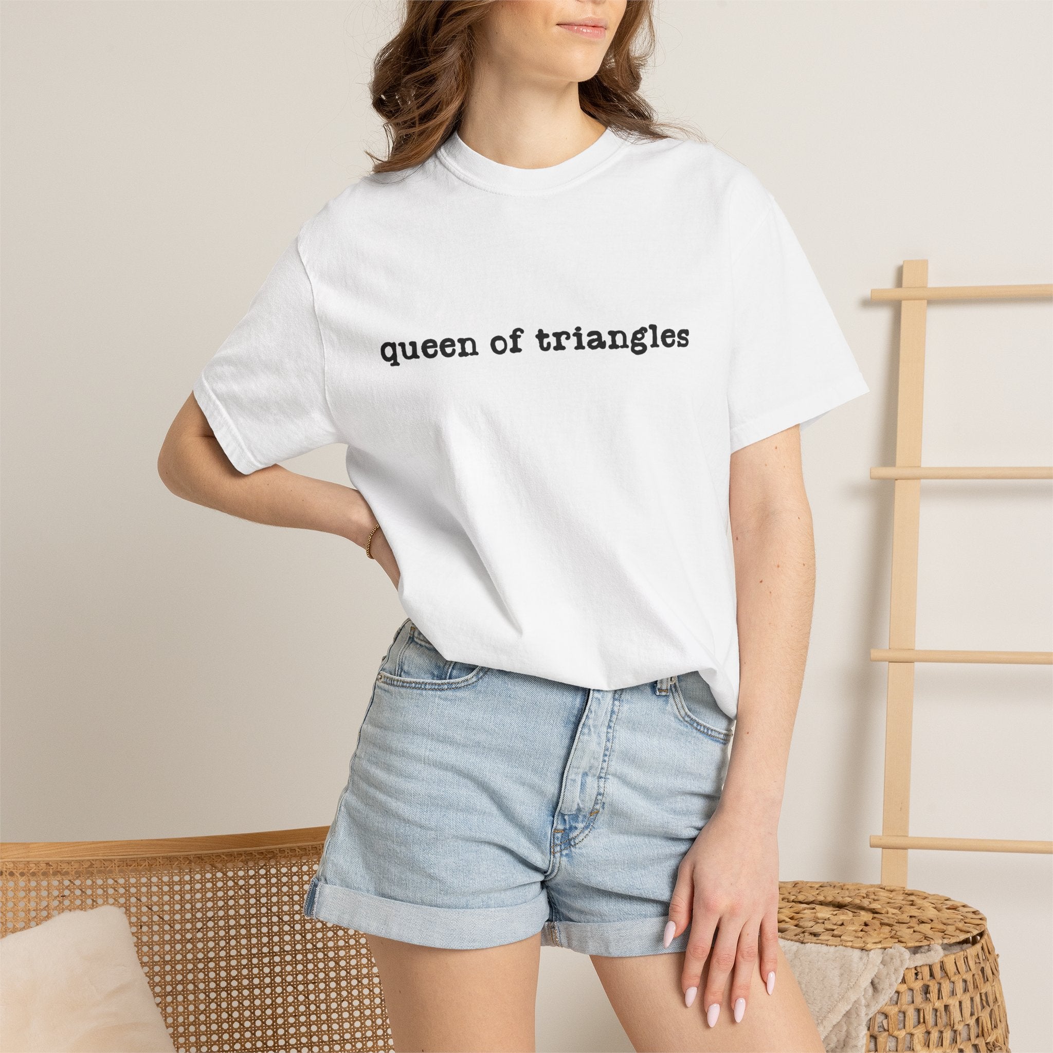 Queen of Triangles T-Shirt — Minimal Text Graphic Tee