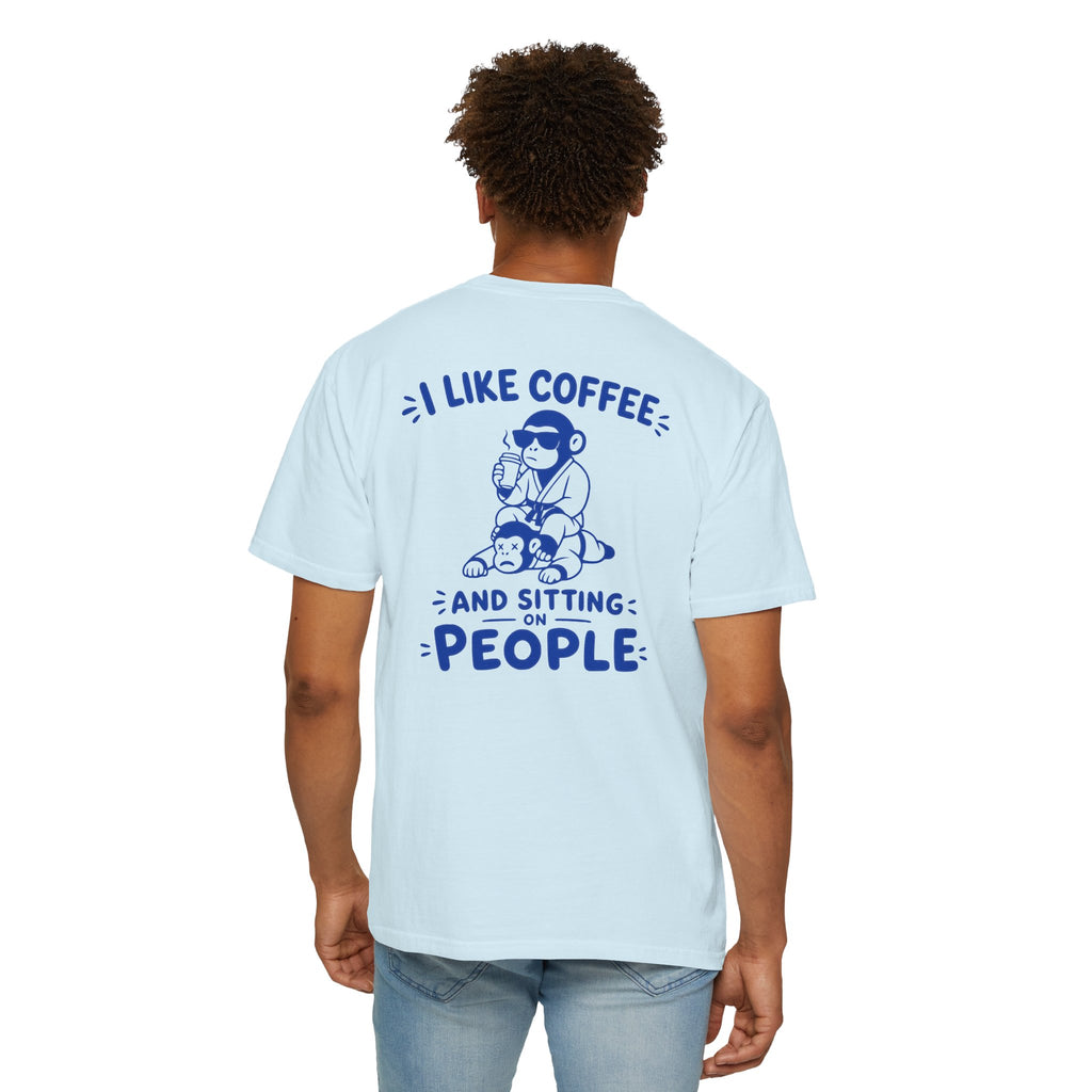 I Like Coffee and Sitting on People T-Shirt — Funny Monkey Graphic BJJ Tee