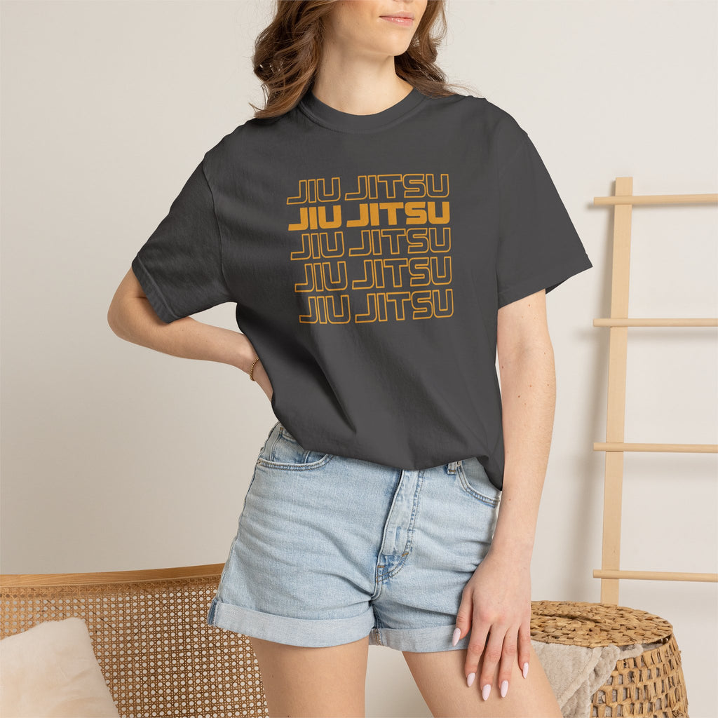 Retro orange Jiu Jitsu word stack T-Shirt