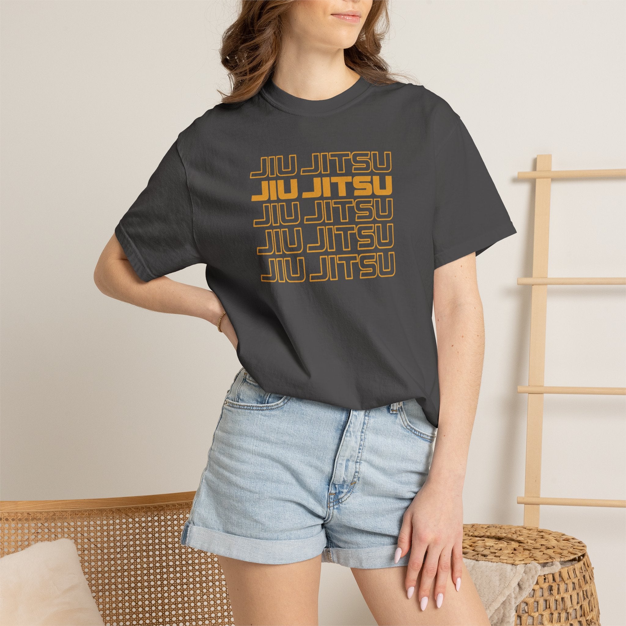 Retro orange Jiu Jitsu word stack T-Shirt
