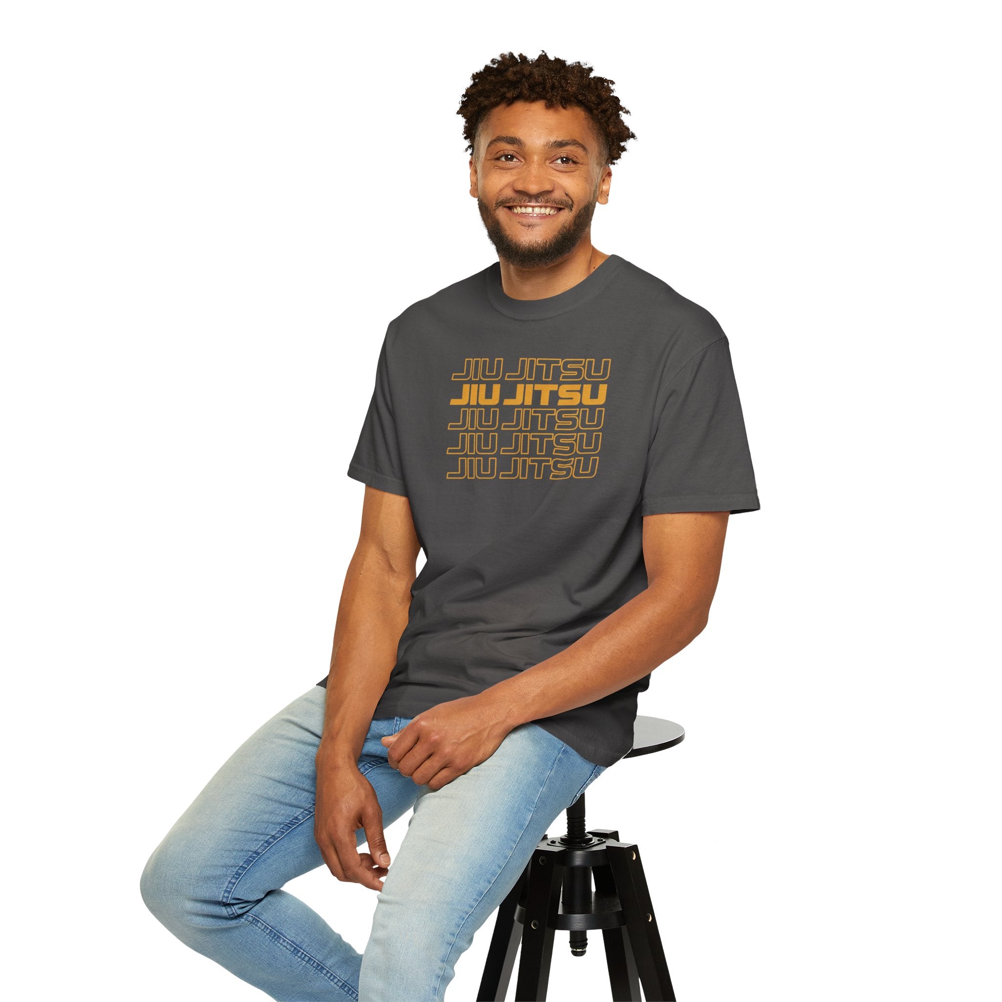 Retro orange Jiu Jitsu word stack T-Shirt