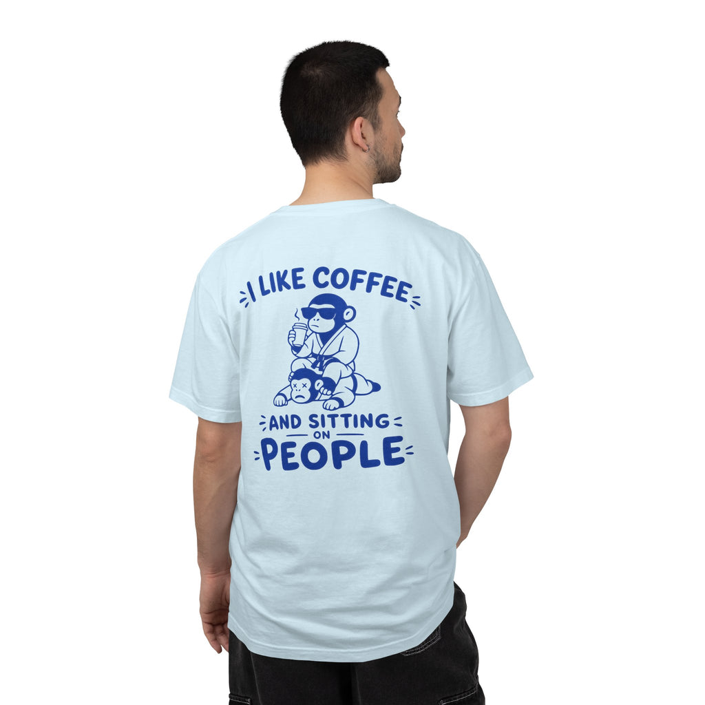 I Like Coffee and Sitting on People T-Shirt — Funny Monkey Graphic BJJ Tee
