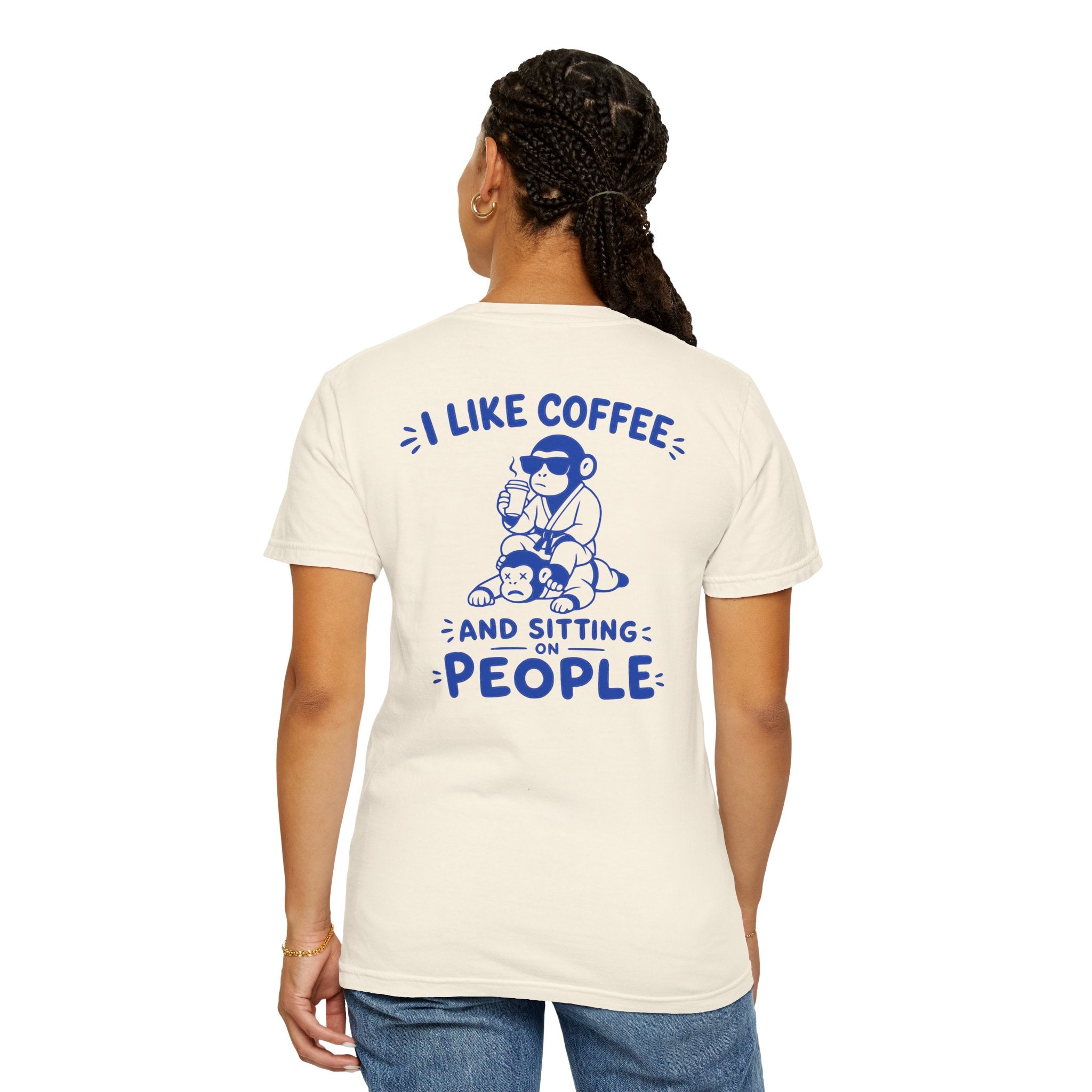 I Like Coffee and Sitting on People T-Shirt — Funny Monkey Graphic BJJ Tee