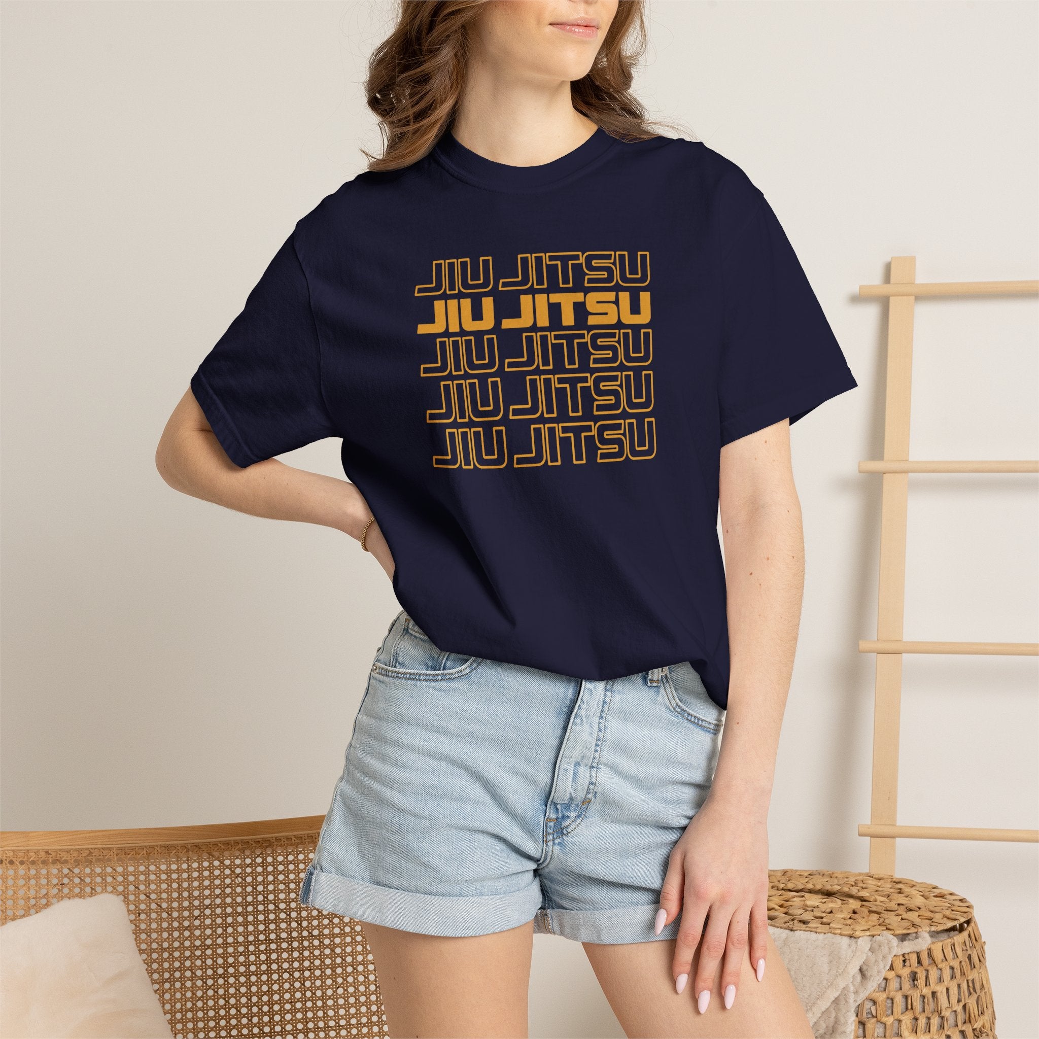 Retro orange Jiu Jitsu word stack T-Shirt