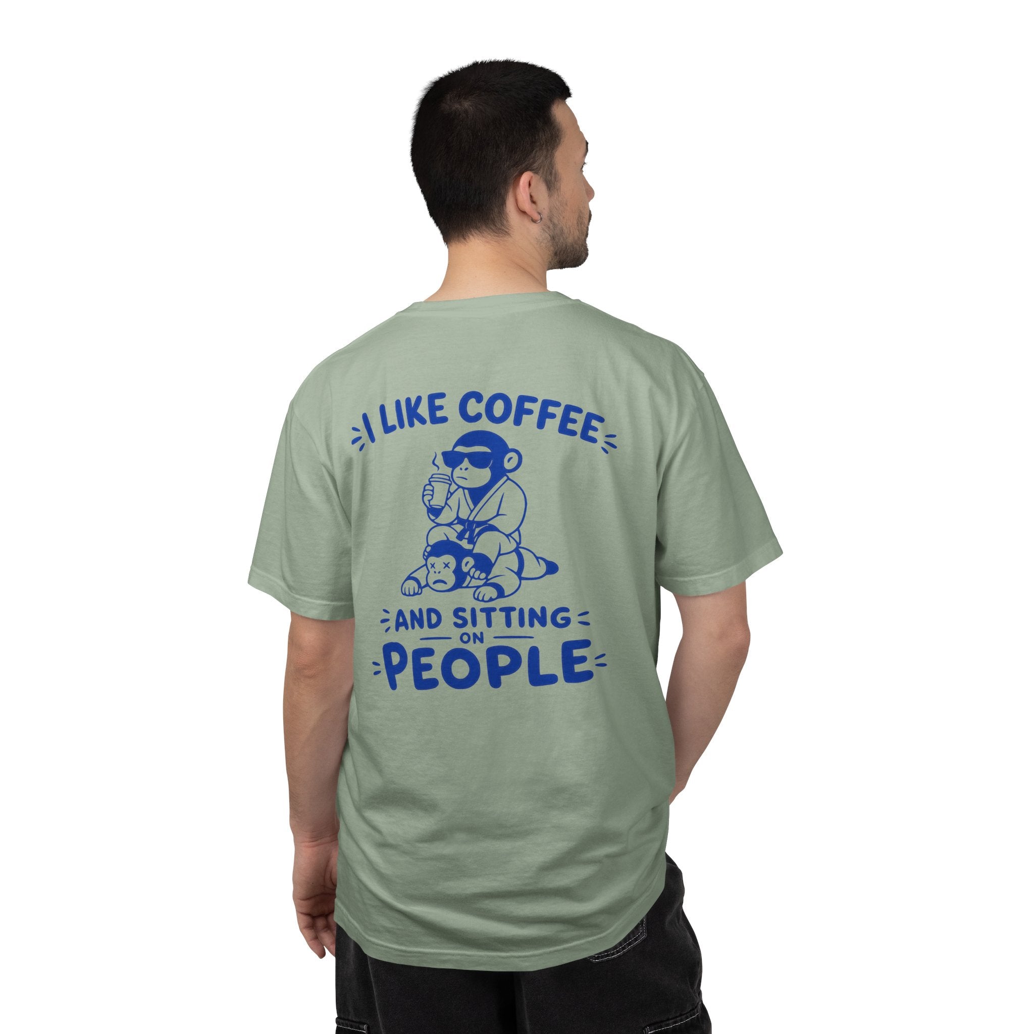 I Like Coffee and Sitting on People T-Shirt — Funny Monkey Graphic BJJ Tee