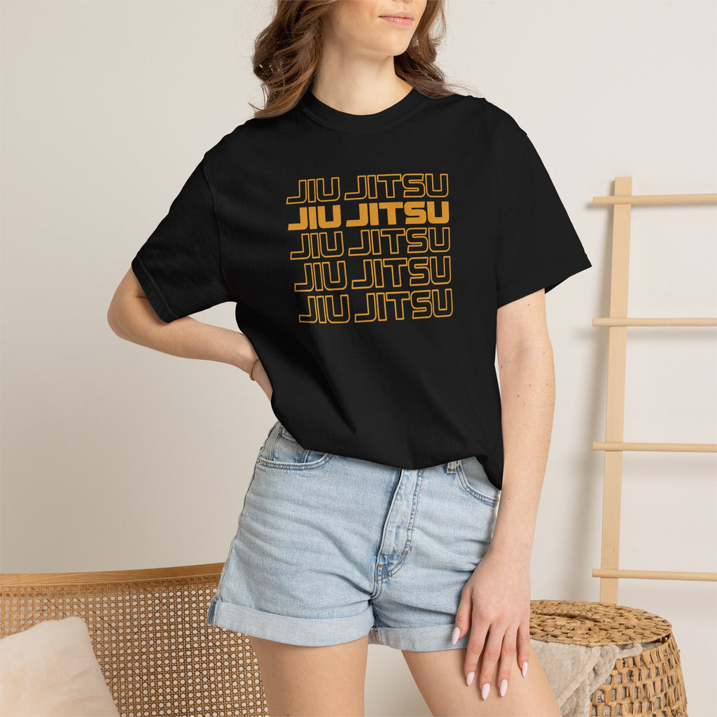 Retro orange Jiu Jitsu word stack T-Shirt
