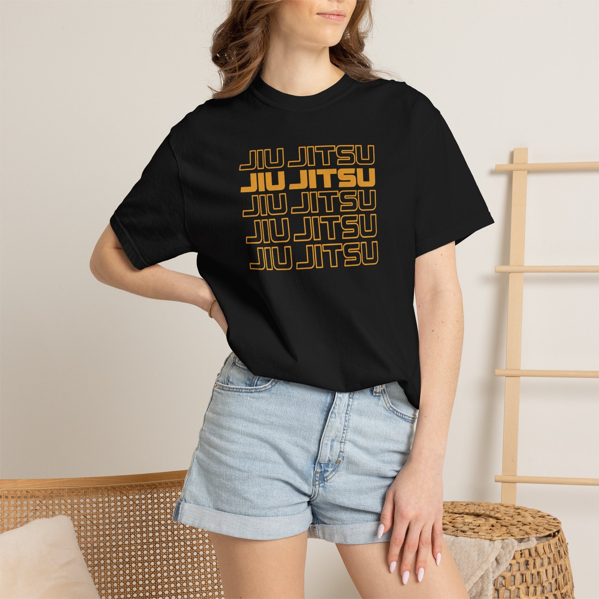 Retro orange Jiu Jitsu word stack T-Shirt