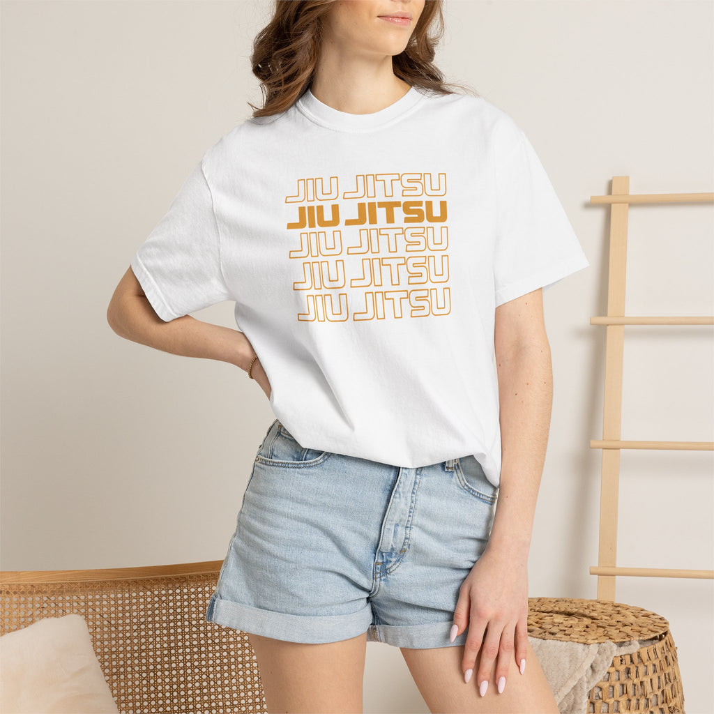 Retro orange Jiu Jitsu word stack T-Shirt