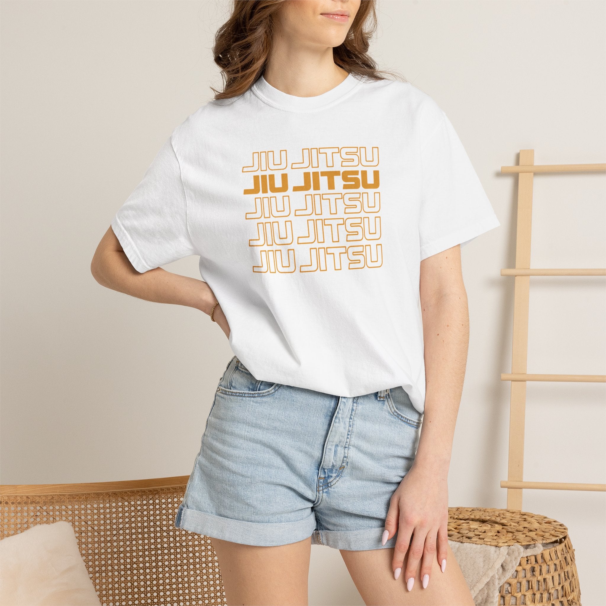 Retro orange Jiu Jitsu word stack T-Shirt