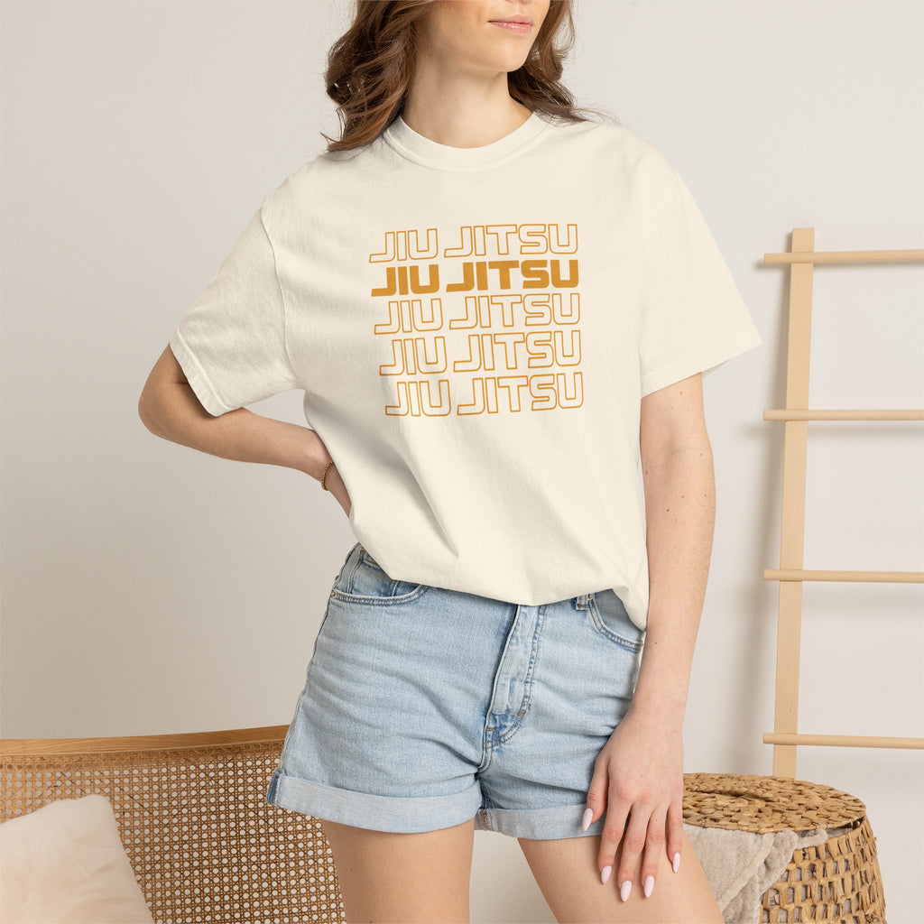 Retro orange Jiu Jitsu word stack T-Shirt
