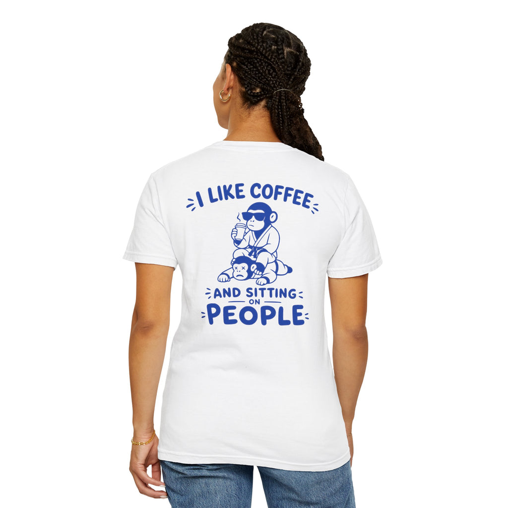 I Like Coffee and Sitting on People T-Shirt — Funny Monkey Graphic BJJ Tee